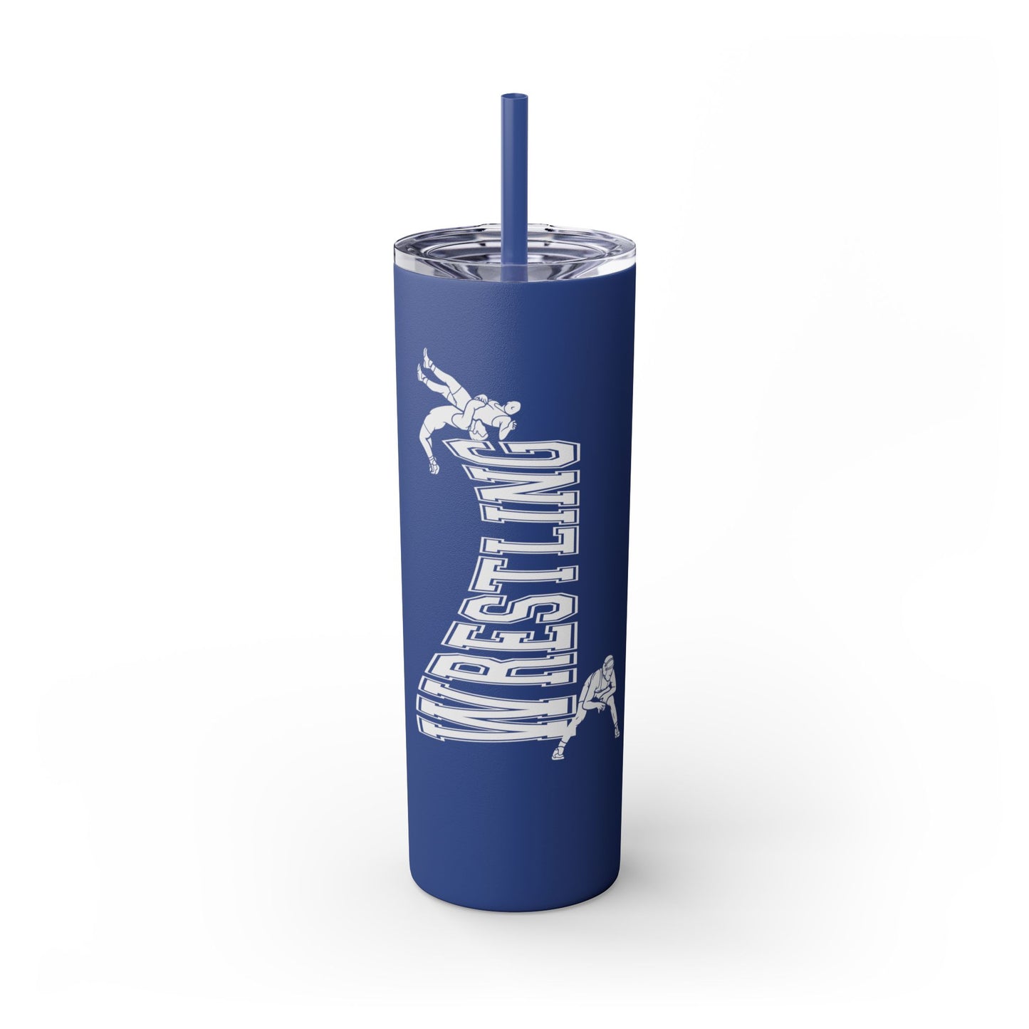 Wrestling-Themed 20oz Skinny Tumbler with Straw - Perfect for Sports Lovers