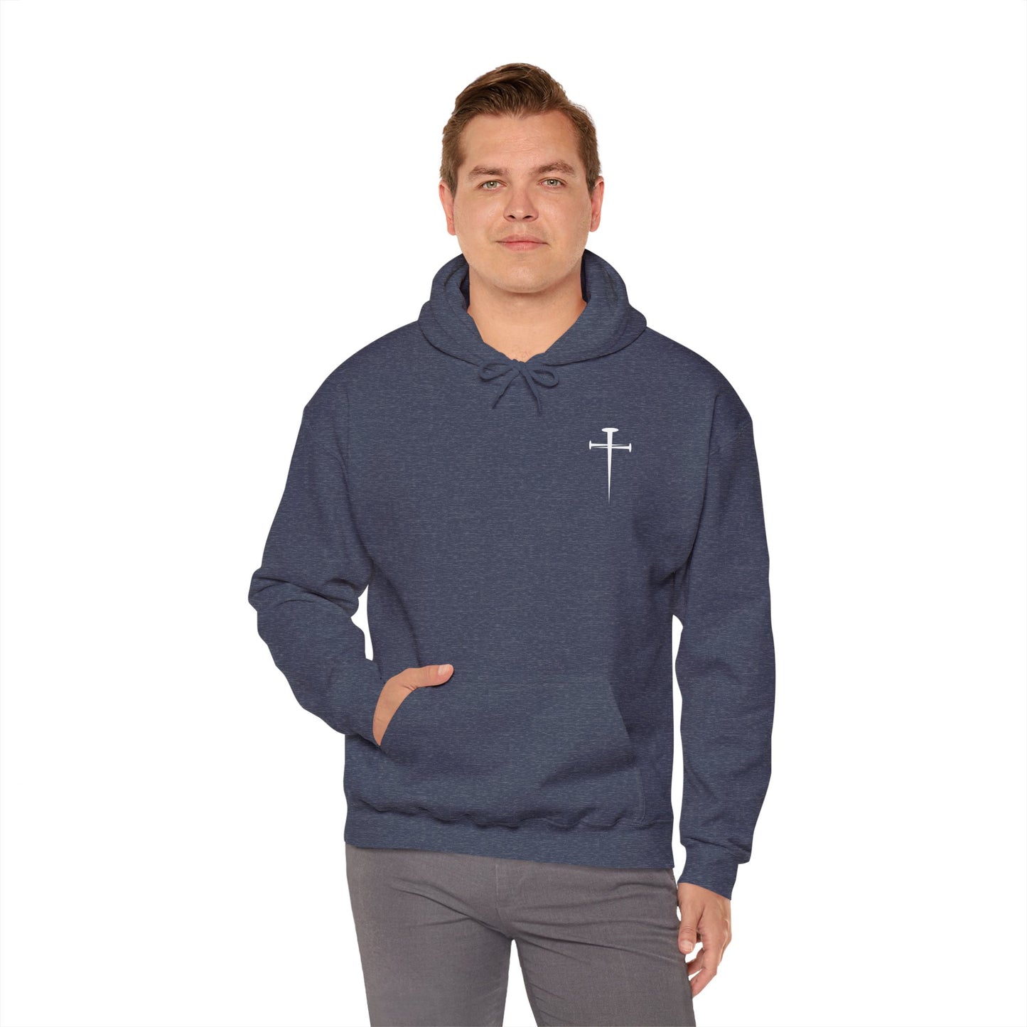 Unisex Heavy Blend™ Hooded Sweatshirt - Minimalist Design with Cross Logo