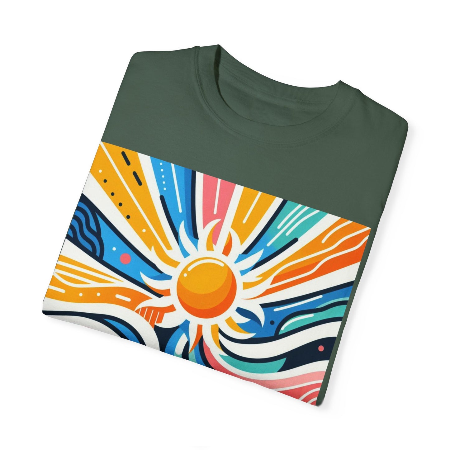 Sunrise Vibes Unisex Garment-Dyed T-Shirt - Colorful Abstract Design
