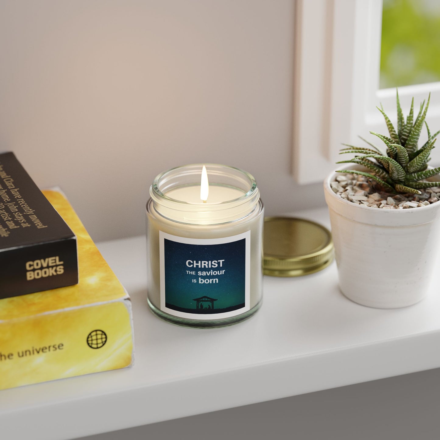 Coconut Apricot Scented Candle for Christmas - "Christ the Saviour is Born" - 4oz & 9oz