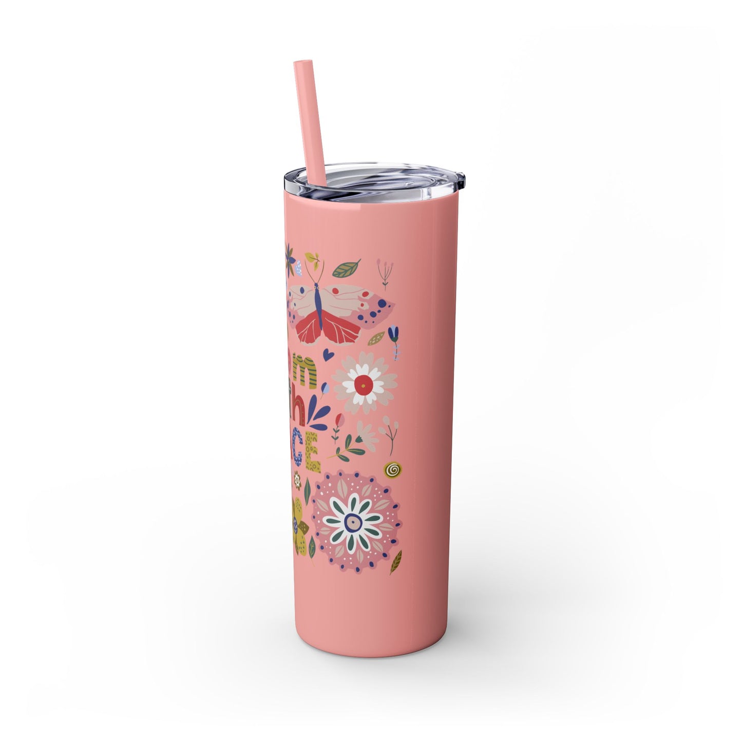 Bloom with Grace 20oz Skinny Tumbler with Straw - Stylish Floral Drinkware