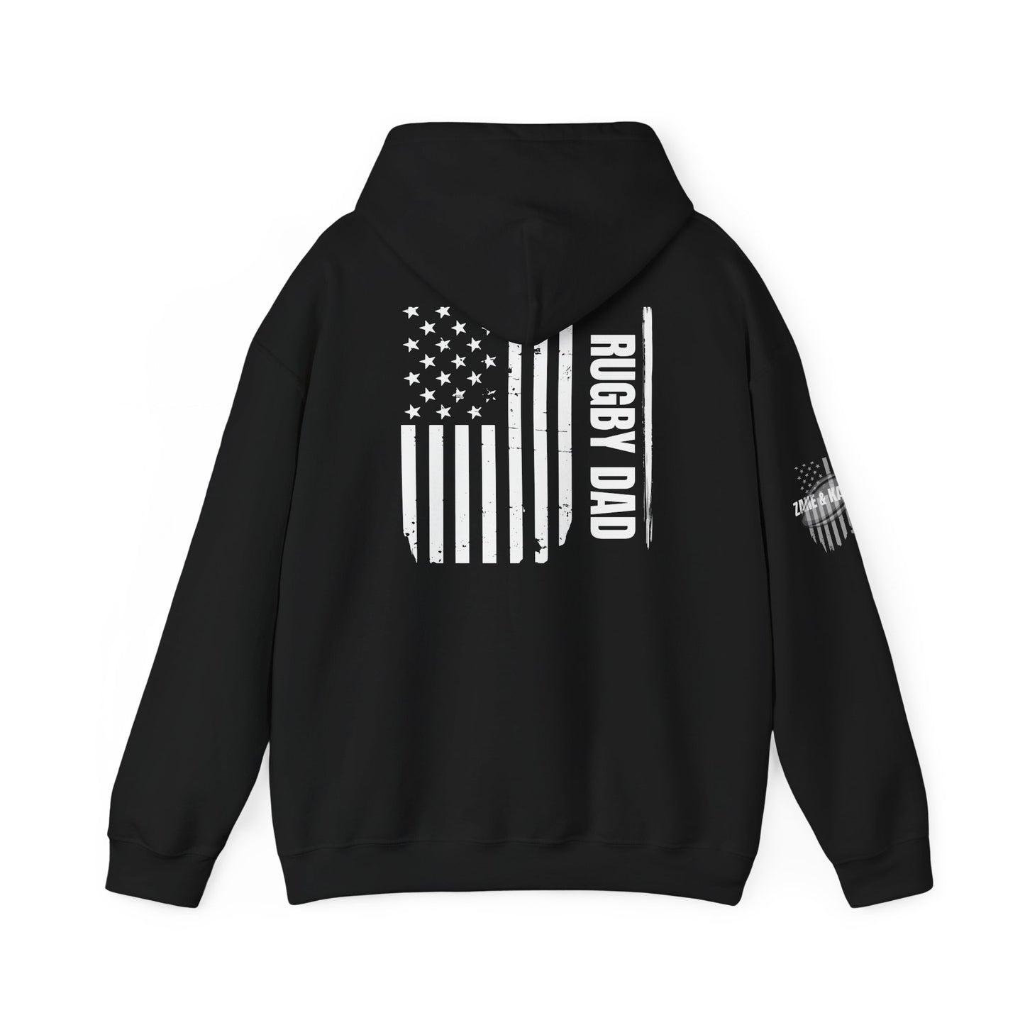 *** CUSTOM *** Rugby America Dad Hoodie - Unisex Heavy Blend Sweatshirt with American Flag Design
