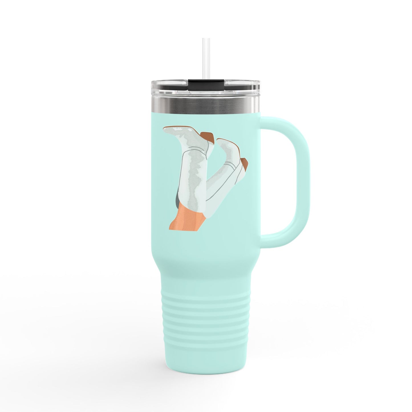 Chic Cowgirl Boots Insulated Travel Mug - 40oz with Fun Leg Graphic