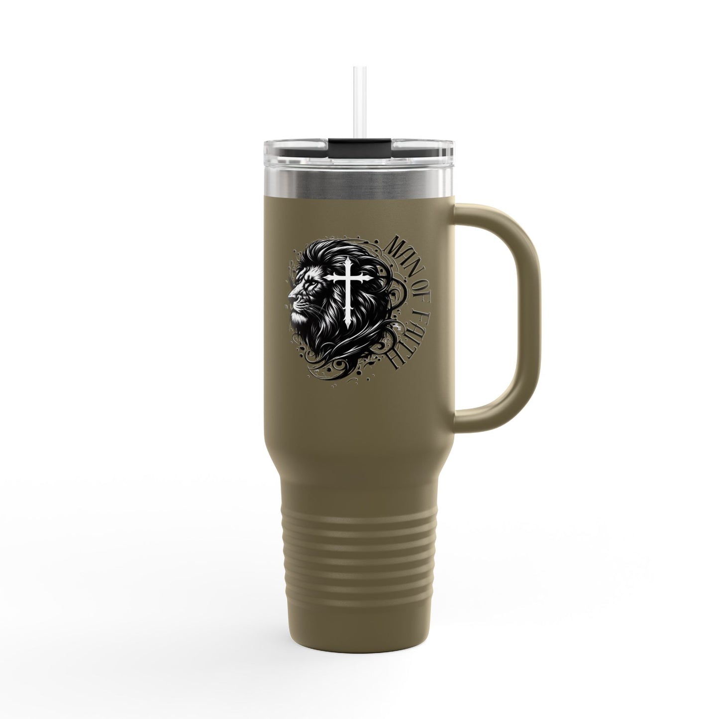 40oz Insulated Travel Mug - 'Man of Faith' Design for Adventurous Souls