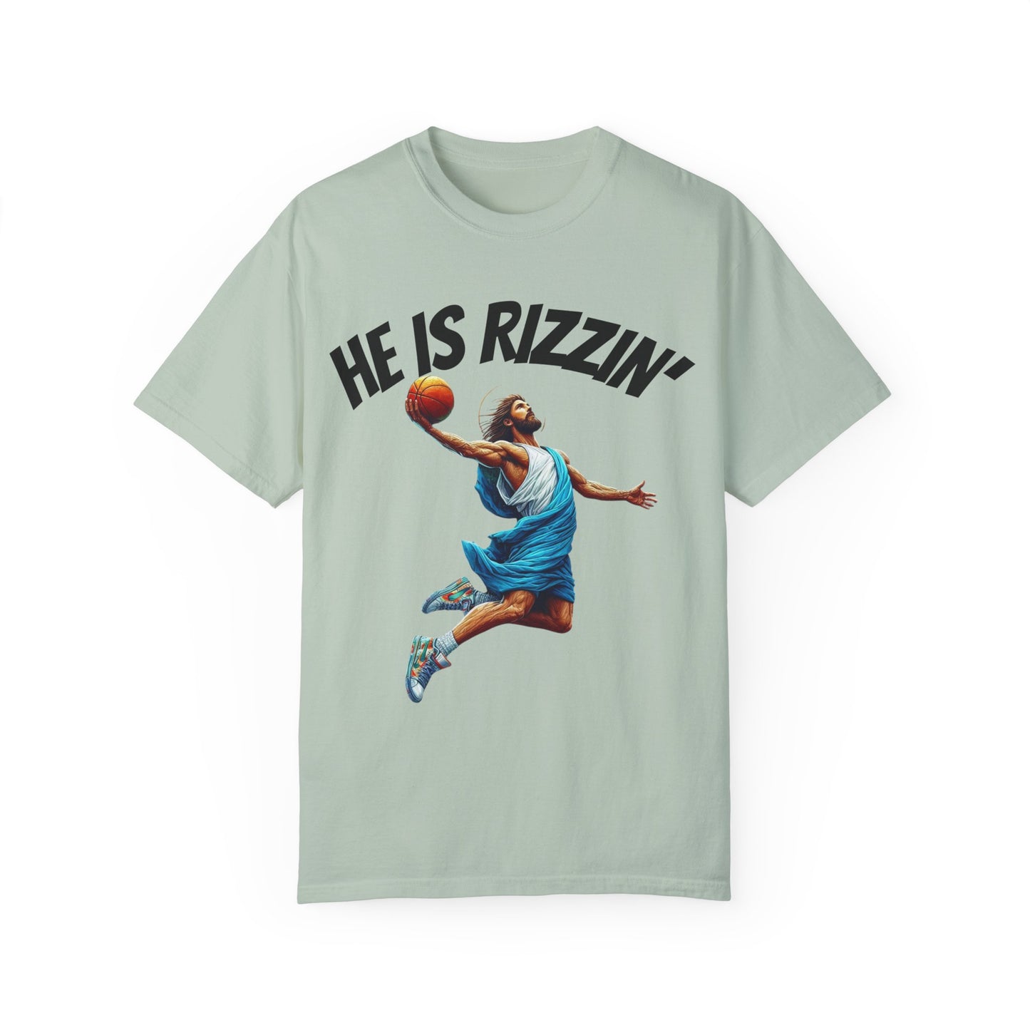 He Is Rizzin' Unisex Garment-Dyed T-Shirt | Trendy Basketball Tee for Sports Lovers