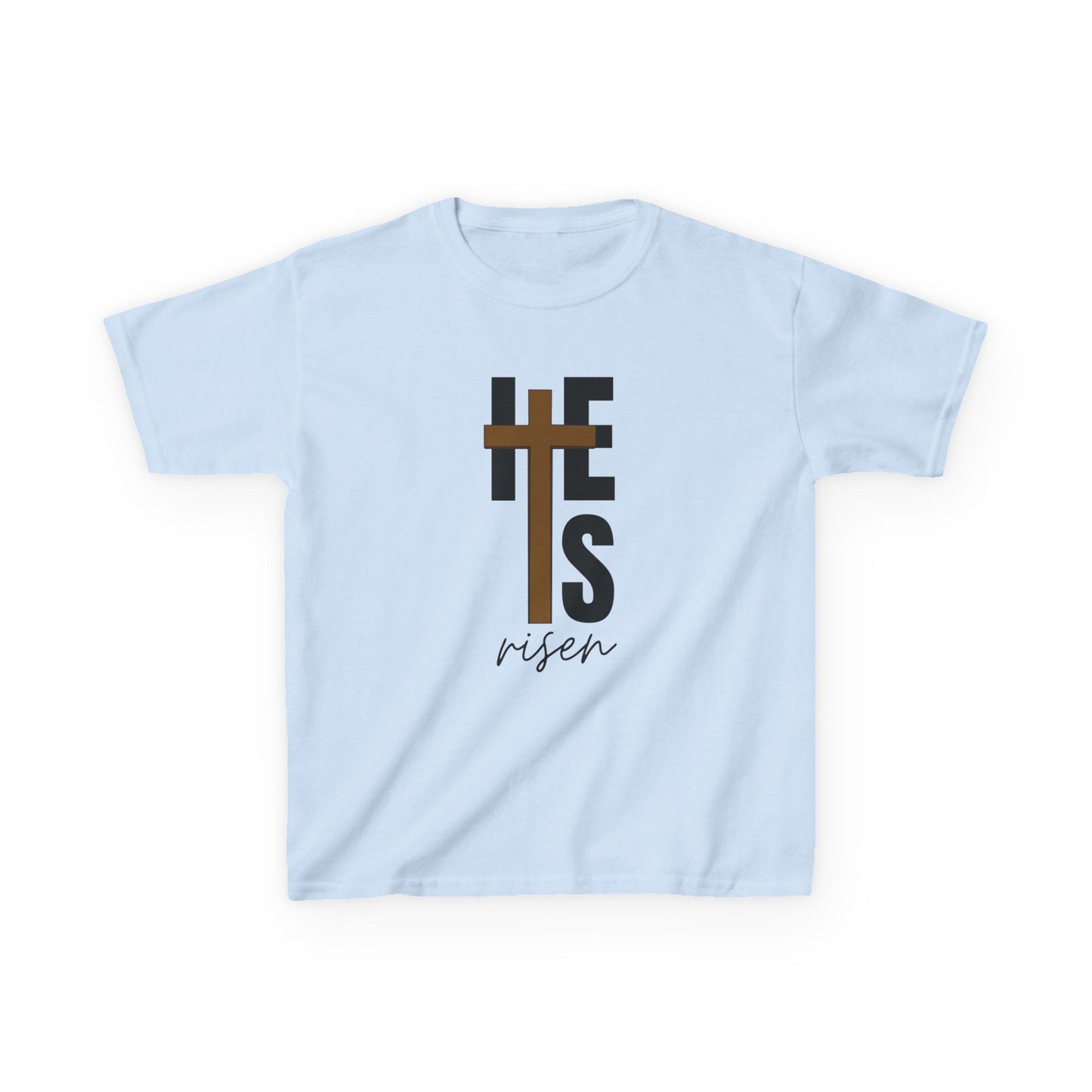 Kids Heavy Cotton™ Tee - "He is Risen" T-shirt for Boys and Girls