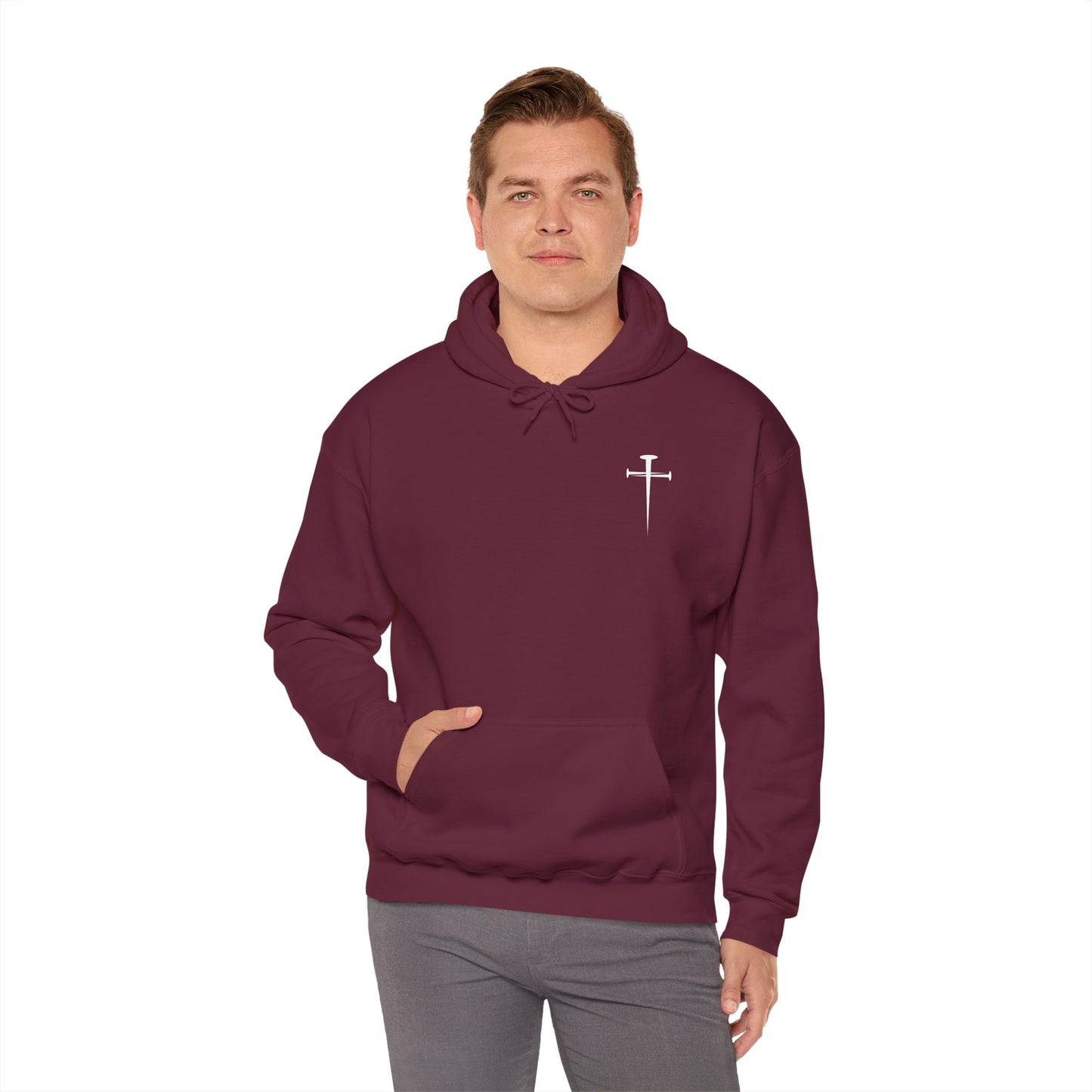 Unisex Heavy Blend™ Hooded Sweatshirt - Minimalist Design with Cross Logo