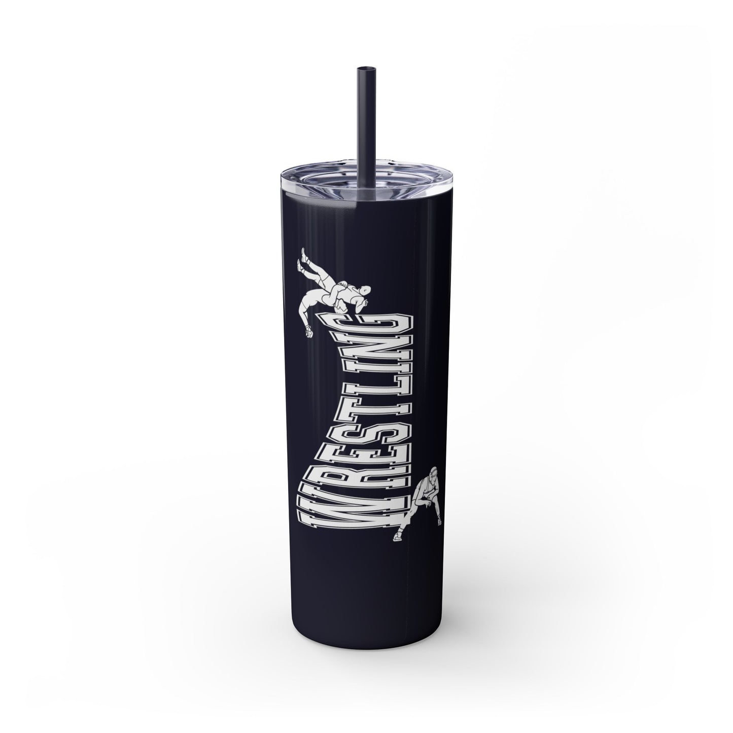 Wrestling-Themed 20oz Skinny Tumbler with Straw - Perfect for Sports Lovers