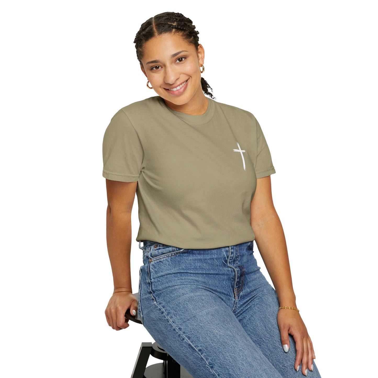 Unisex Garment-Dyed T-Shirt with Minimalist Cross Design
