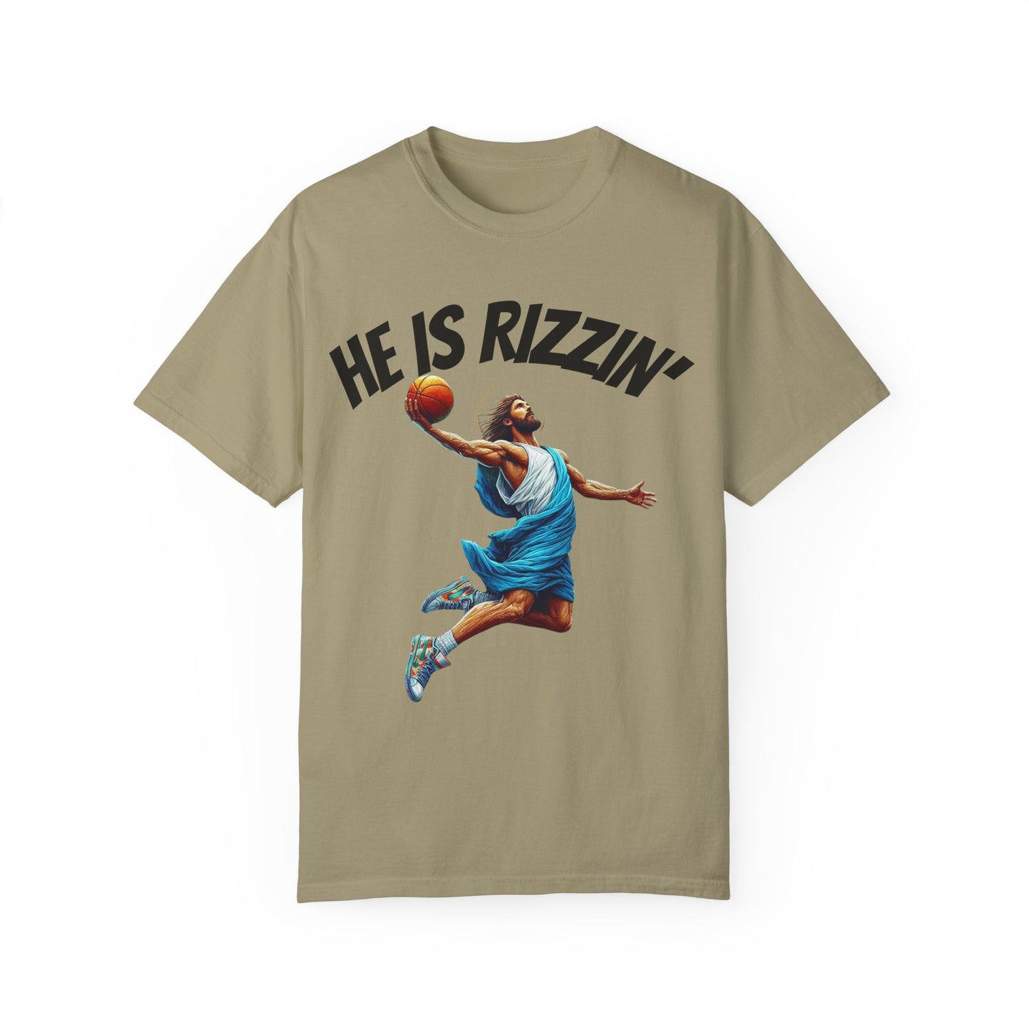 He Is Rizzin' Unisex Garment-Dyed T-Shirt | Trendy Basketball Tee for Sports Lovers
