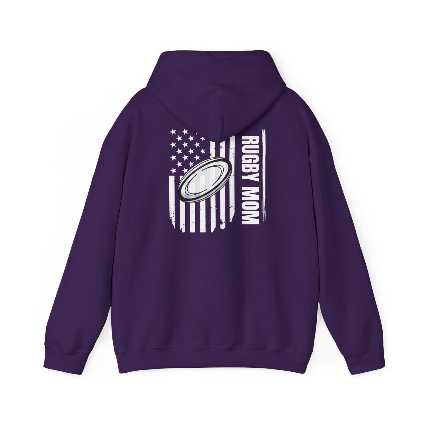 Rugby Mom Hoodie – Unisex Heavy Blend™ Sweatshirt with American Flag Design