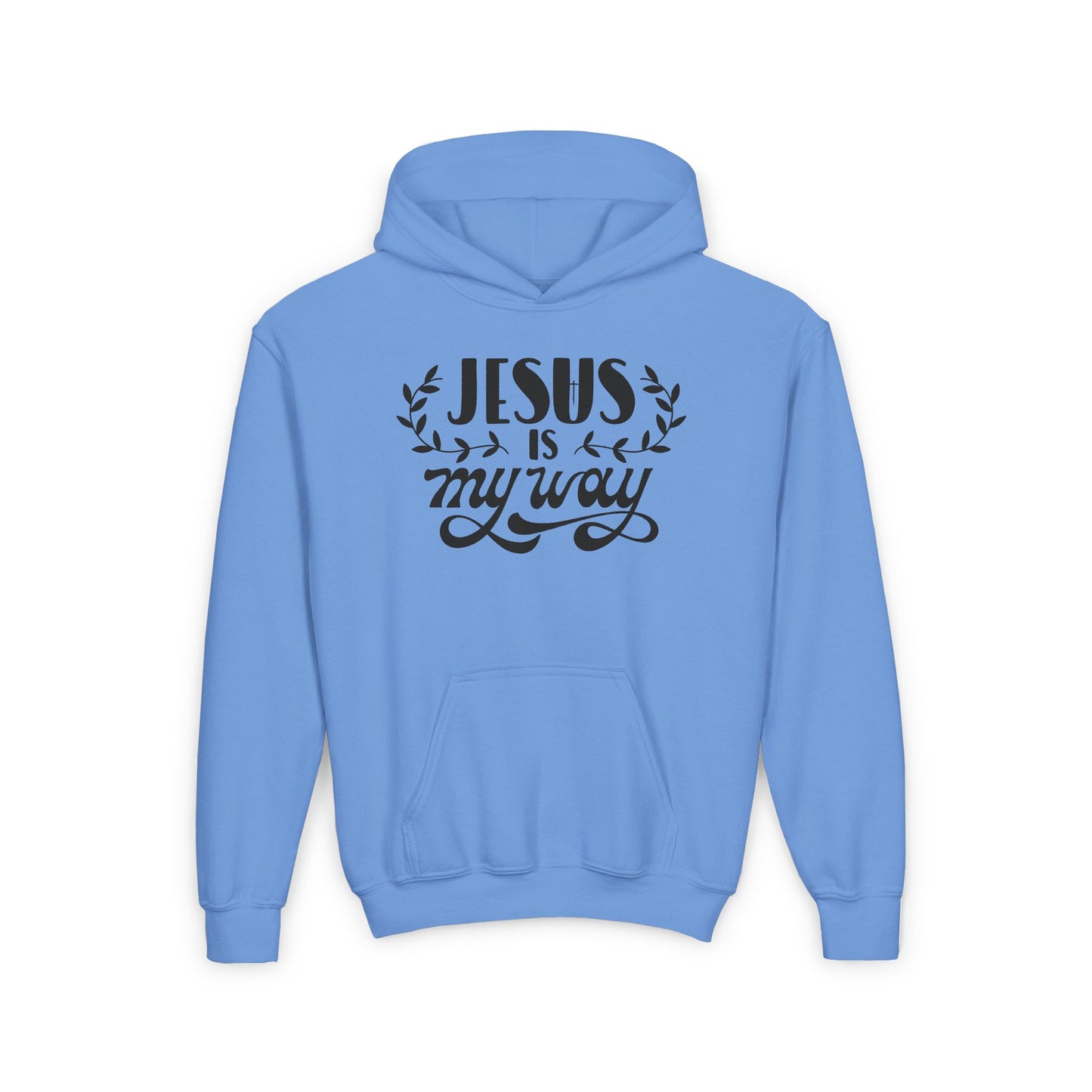 Youth Hooded Sweatshirt - 'Jesus Is My Way' Inspirational Design