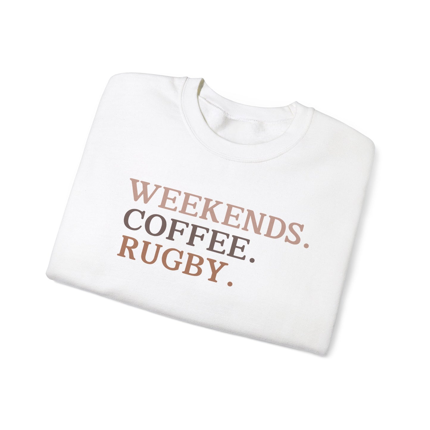 Weekend Vibes Unisex Crewneck Sweatshirt - Coffee & Rugby Design
