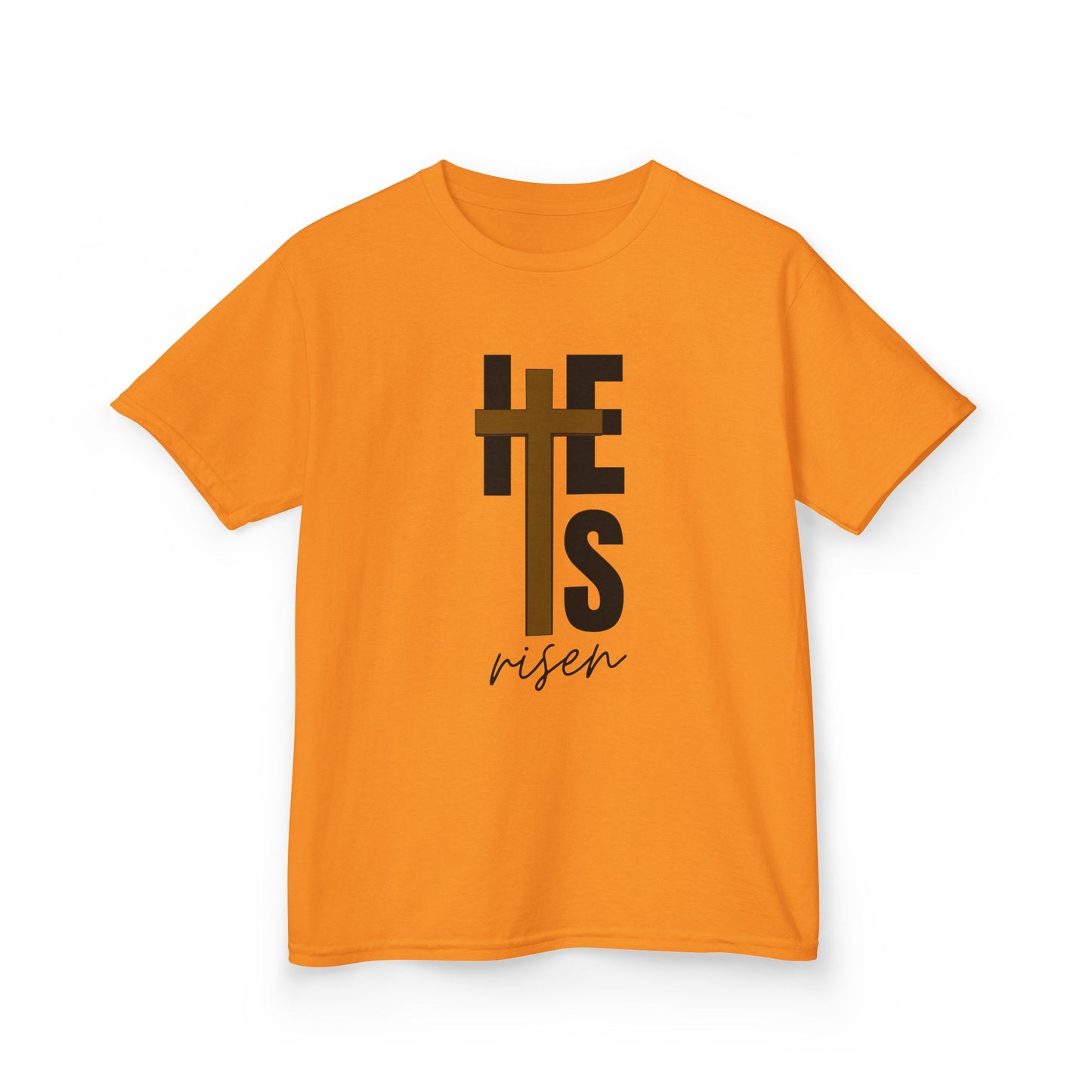 Kids Heavy Cotton™ Tee - "He is Risen" T-shirt for Boys and Girls