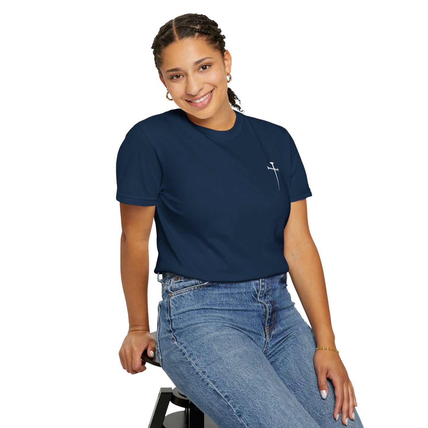 Minimalist Unisex Garment-Dyed T-Shirt with Cross Design