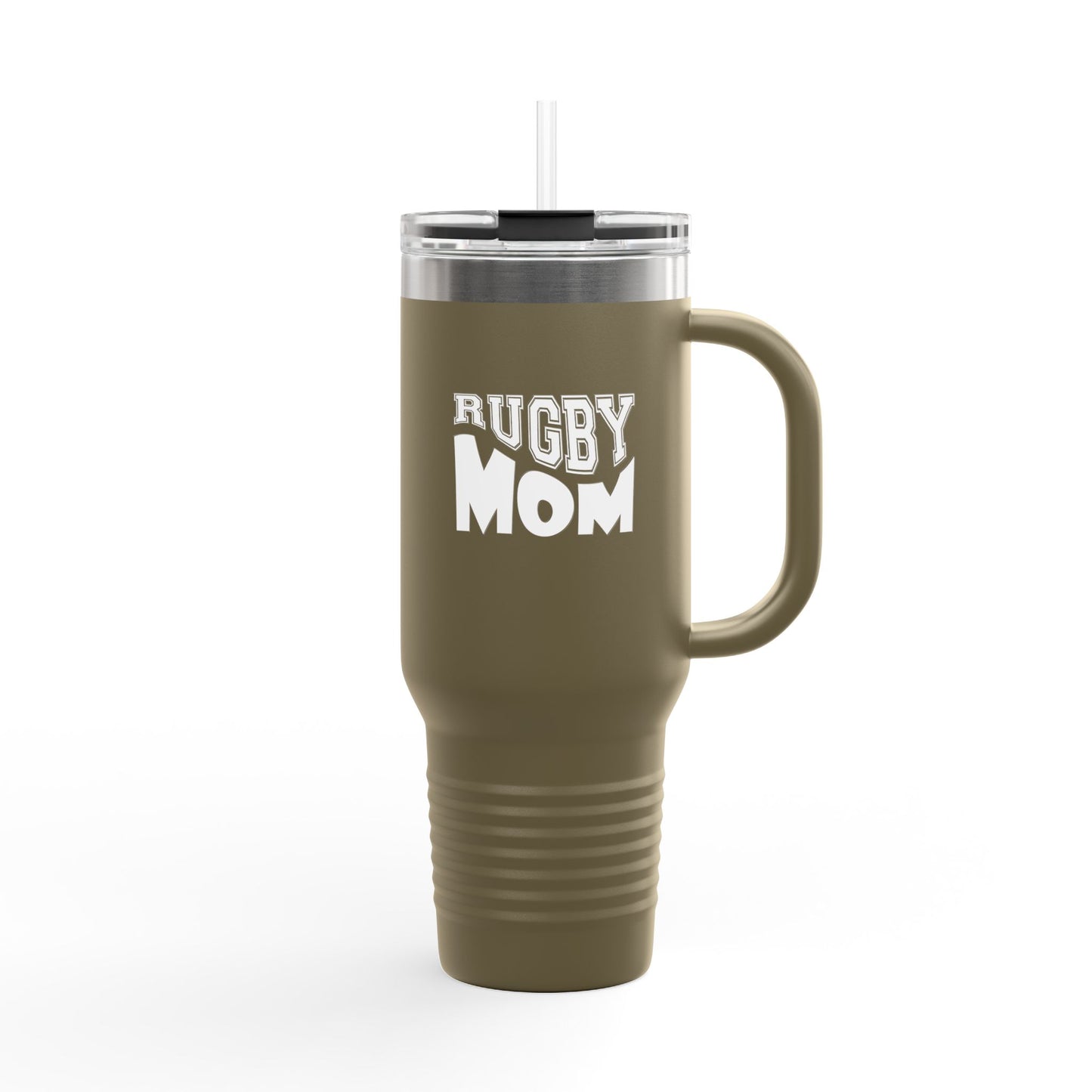 Rugby Mom Insulated Travel Mug - 40oz Black Tumbler for Sports Enthusiasts