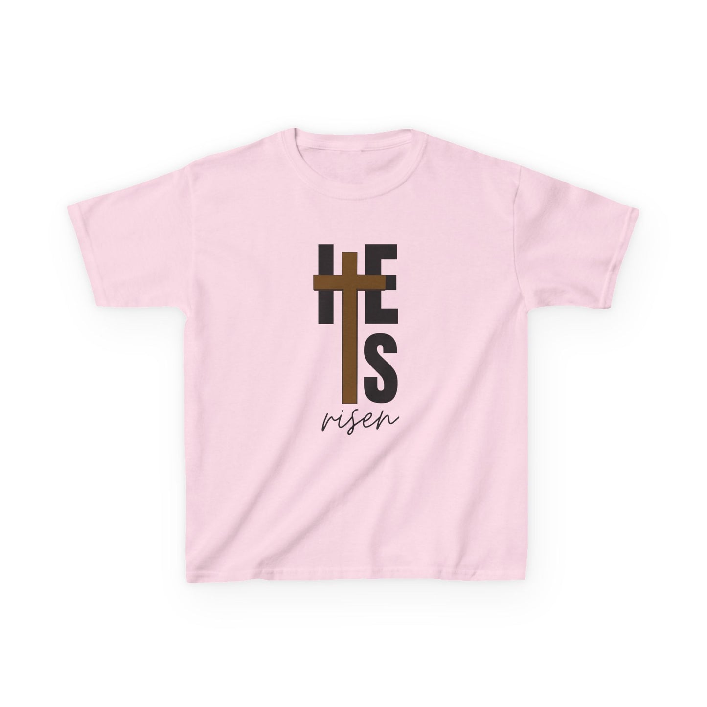 Kids Heavy Cotton™ Tee - "He is Risen" T-shirt for Boys and Girls