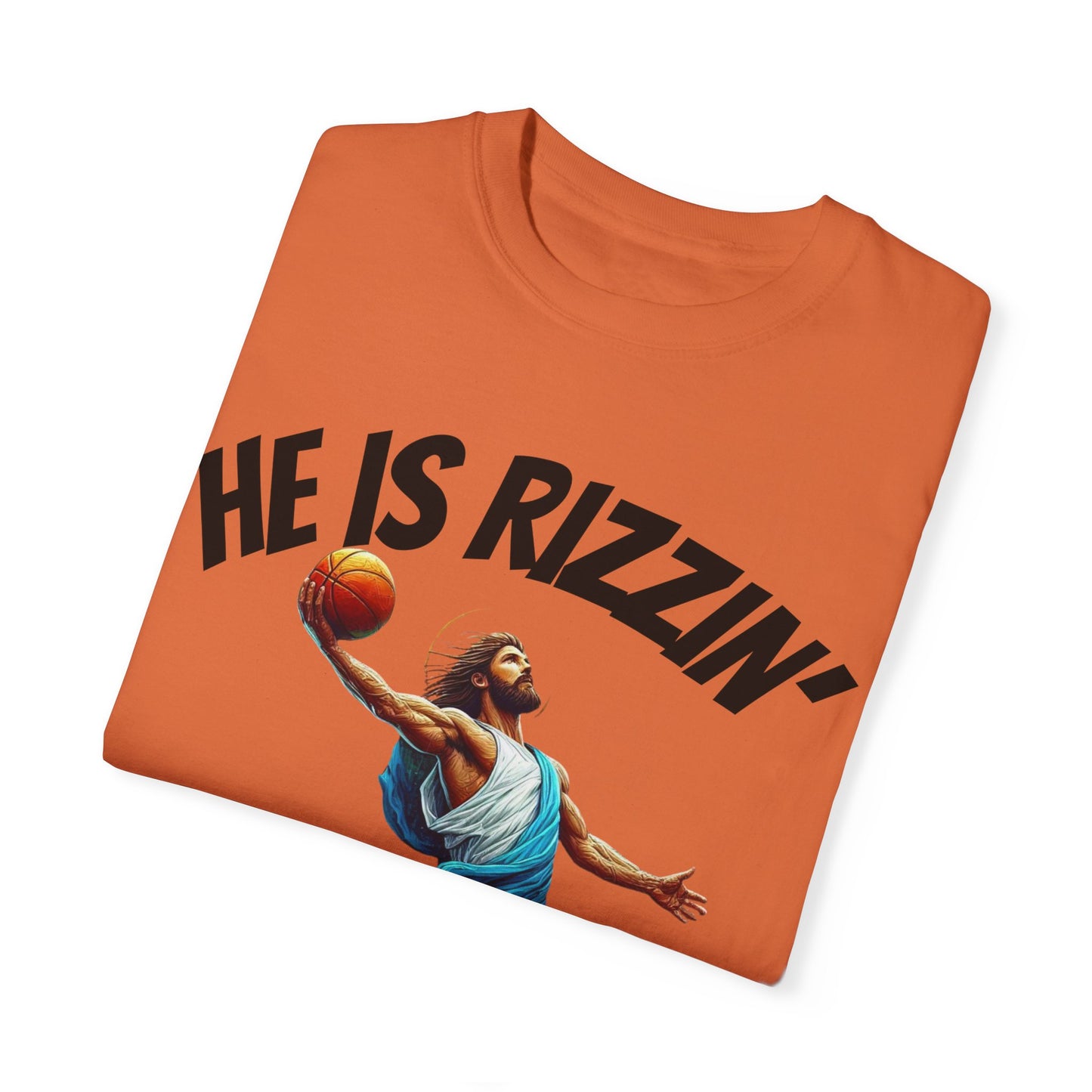He Is Rizzin' Unisex Garment-Dyed T-Shirt | Trendy Basketball Tee for Sports Lovers
