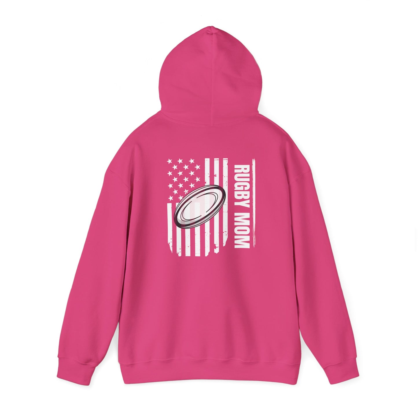 Rugby Mom Hoodie – Unisex Heavy Blend™ Sweatshirt with American Flag Design