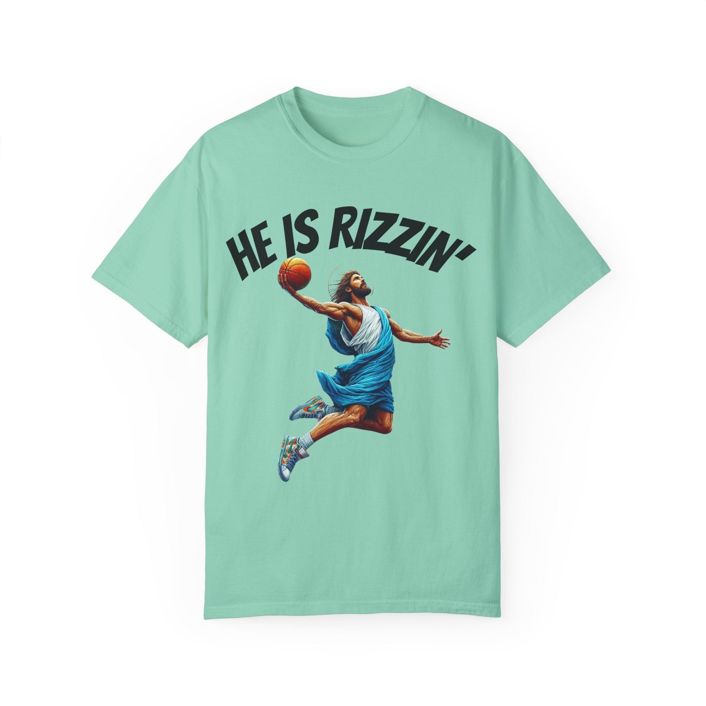 He Is Rizzin' Unisex Garment-Dyed T-Shirt | Trendy Basketball Tee for Sports Lovers