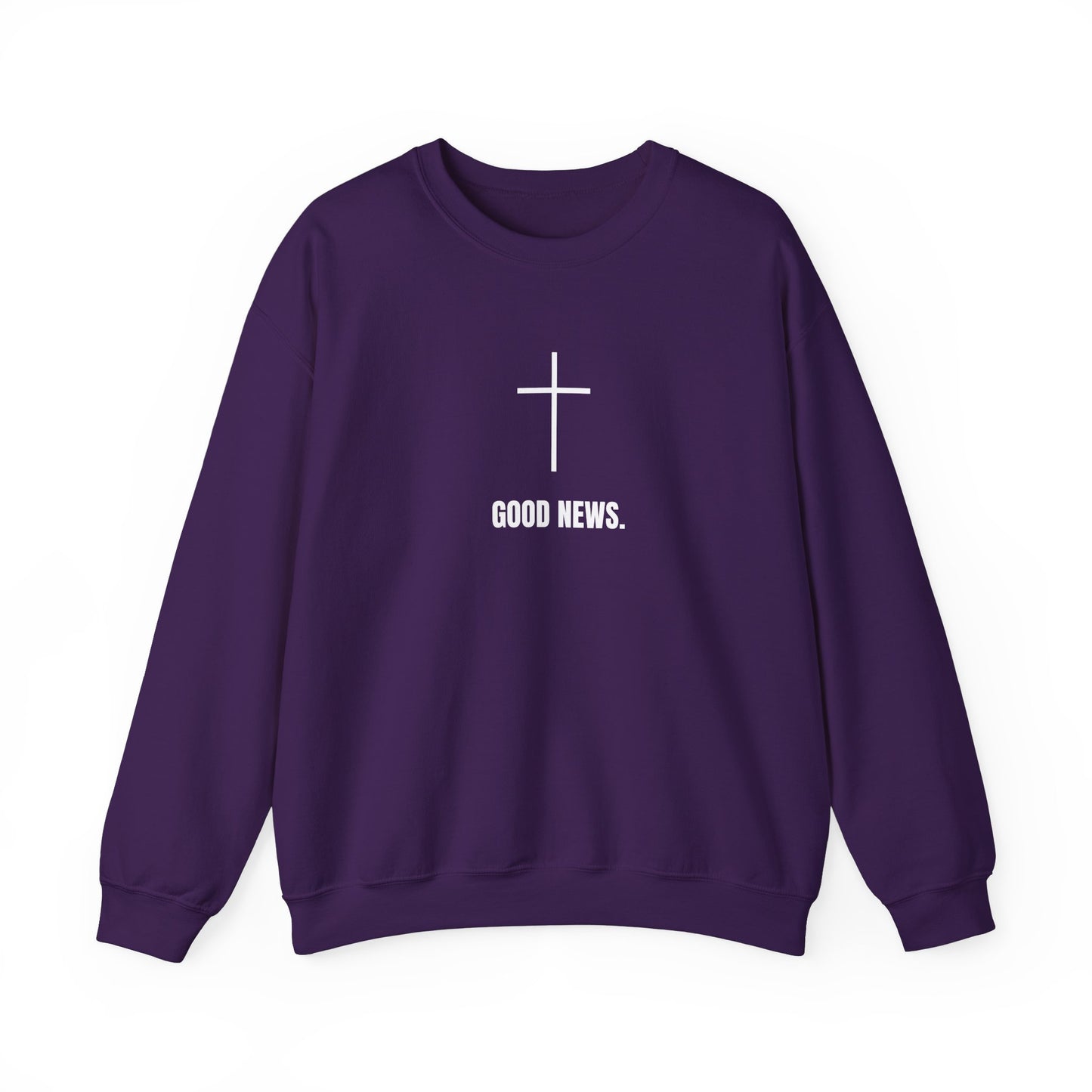 Christian Cross Sweatshirt - "Good News" Unisex Heavy Blend Crewneck