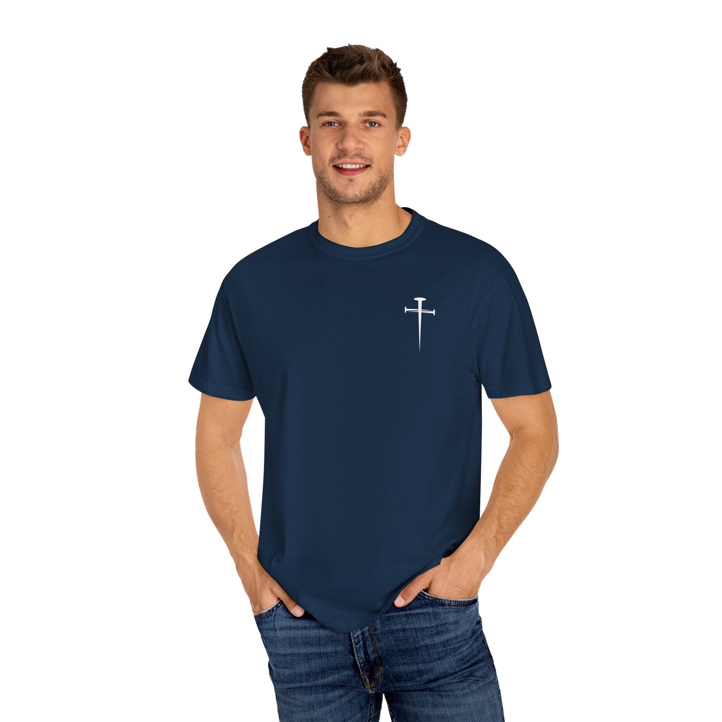 Minimalist Unisex Garment-Dyed T-Shirt with Cross Design