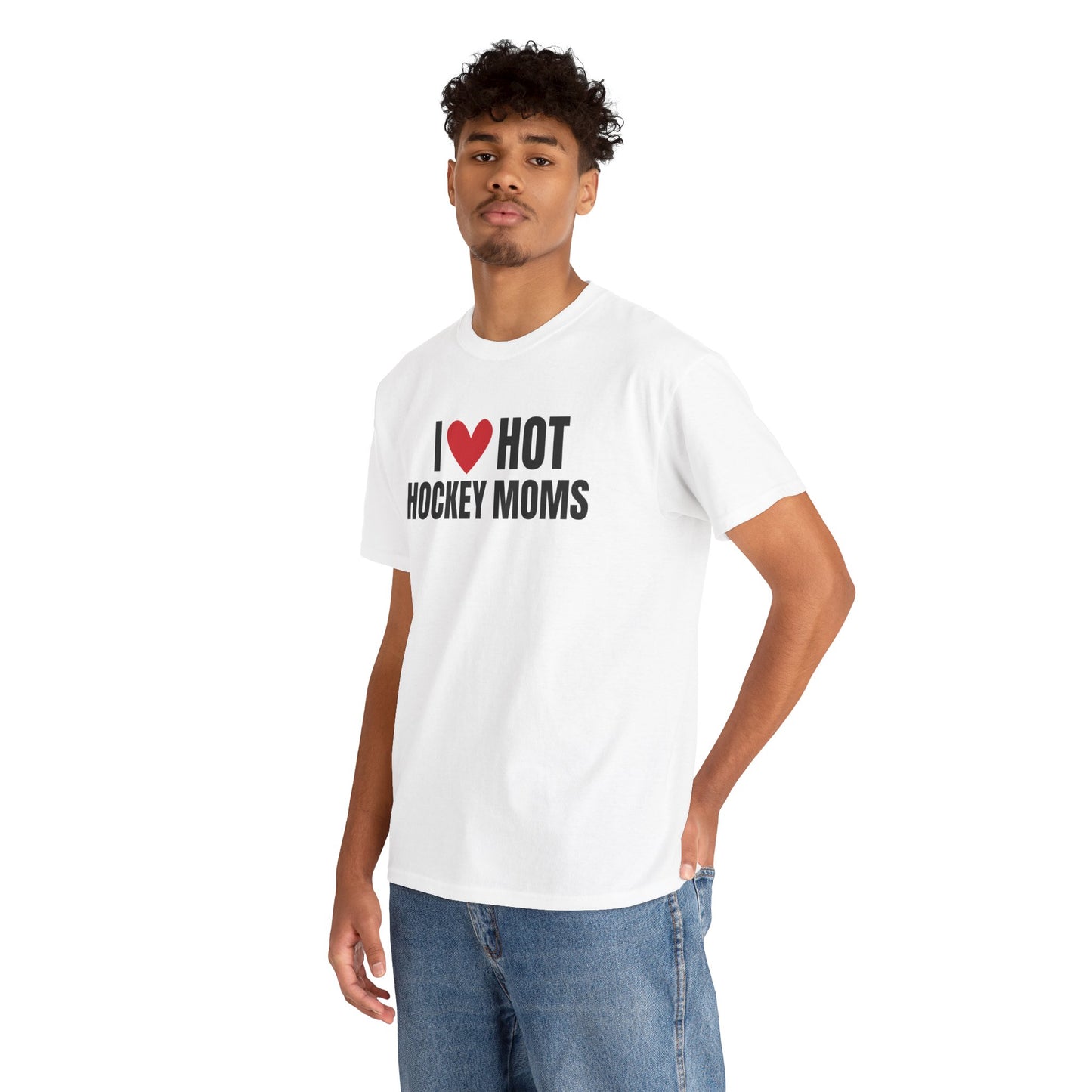 I ❤️ Hot Hockey Moms Unisex Heavy Cotton Tee