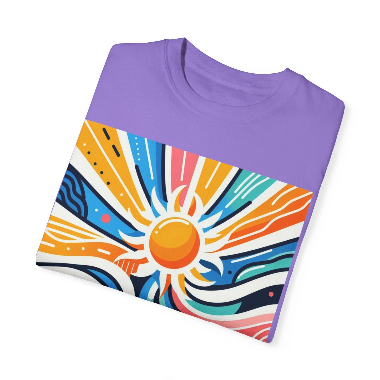 Sunrise Vibes Unisex Garment-Dyed T-Shirt - Colorful Abstract Design