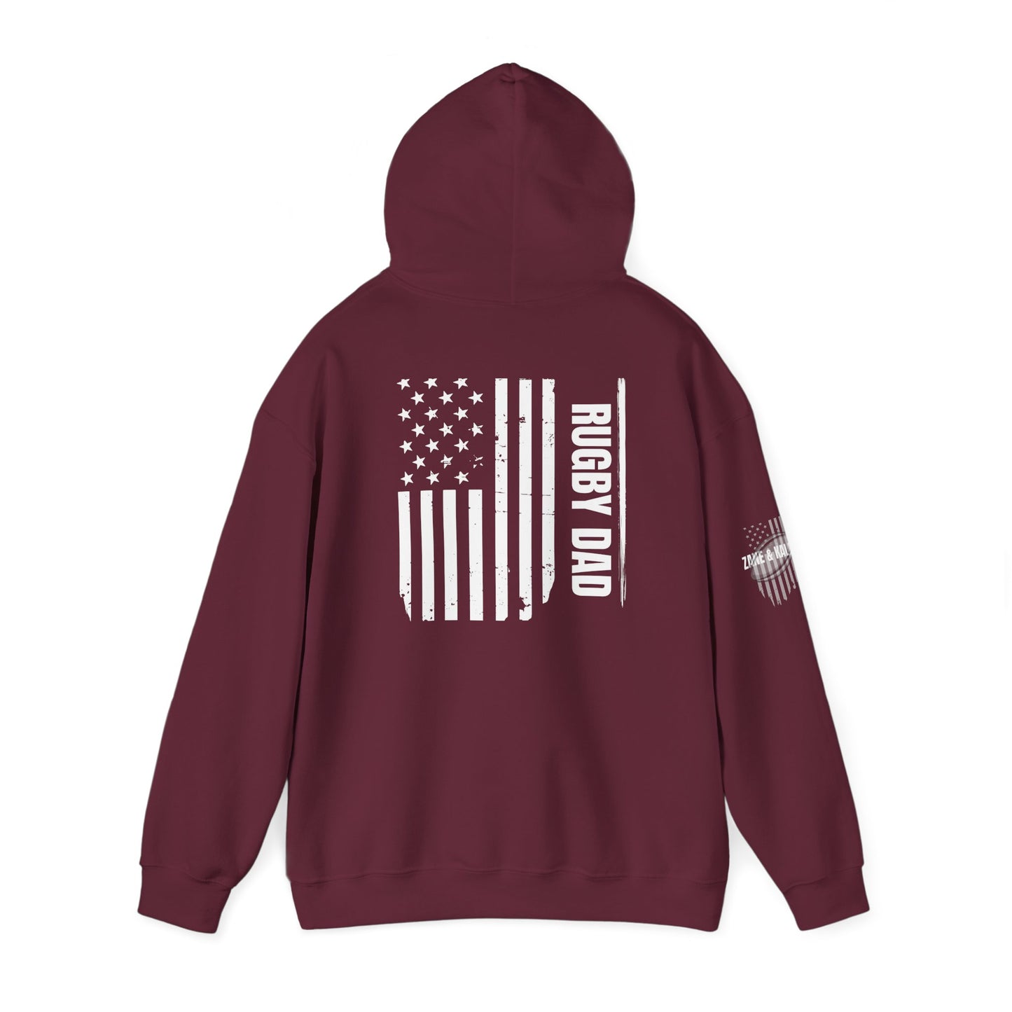 *** CUSTOM *** Rugby America Dad Hoodie - Unisex Heavy Blend Sweatshirt with American Flag Design