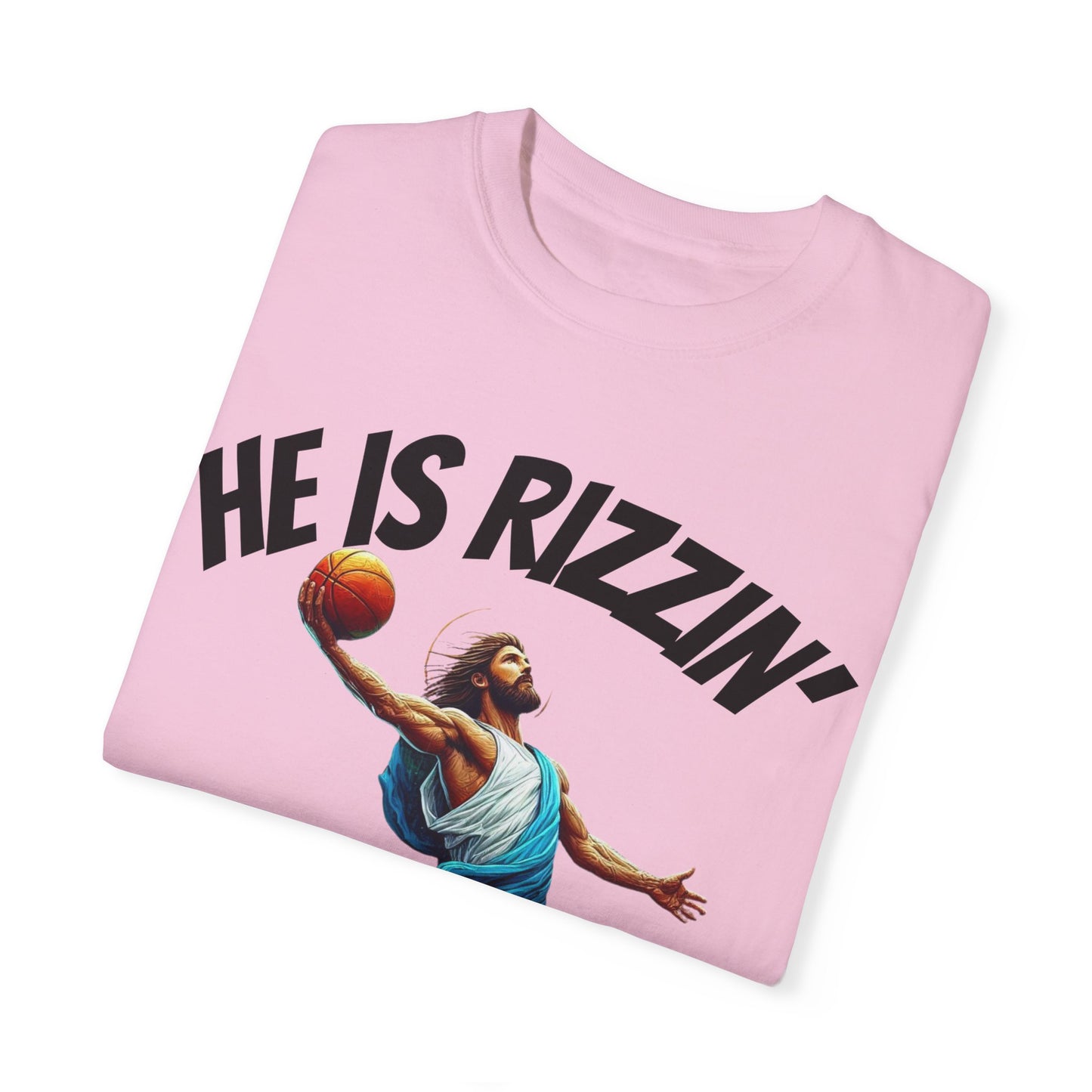 He Is Rizzin' Unisex Garment-Dyed T-Shirt | Trendy Basketball Tee for Sports Lovers