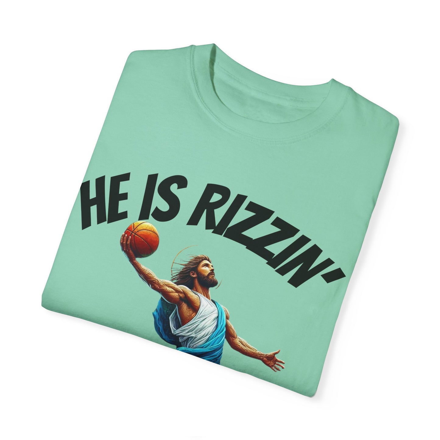 He Is Rizzin' Unisex Garment-Dyed T-Shirt | Trendy Basketball Tee for Sports Lovers