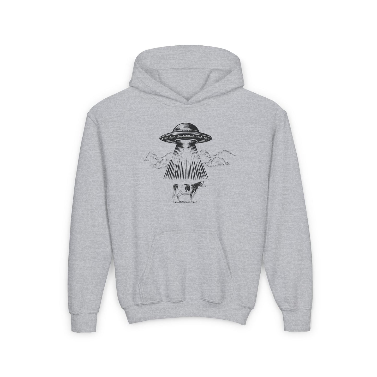 Youth Heavy Blend UFO Hoodie - Fun Space Travel Design for Kids