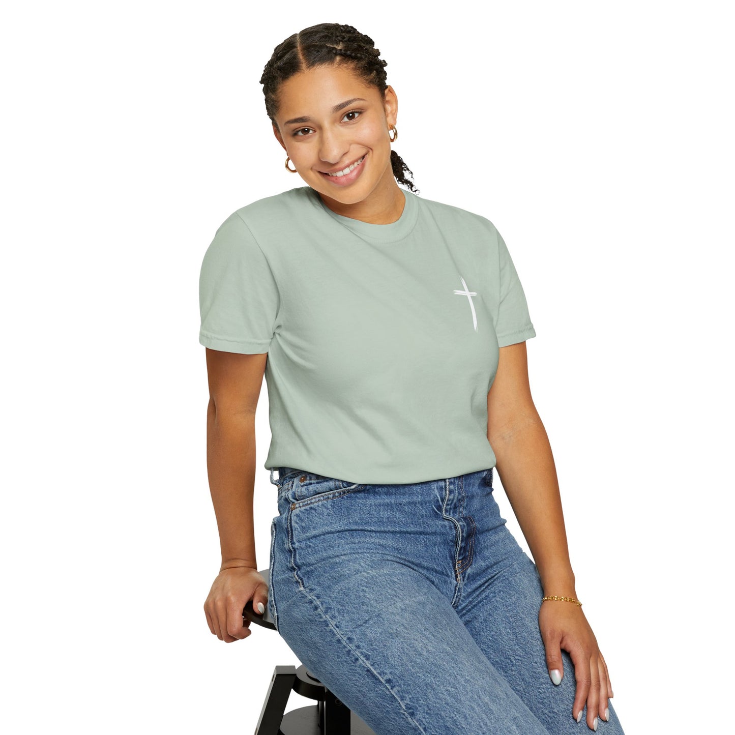 Unisex Garment-Dyed T-Shirt with Minimalist Cross Design