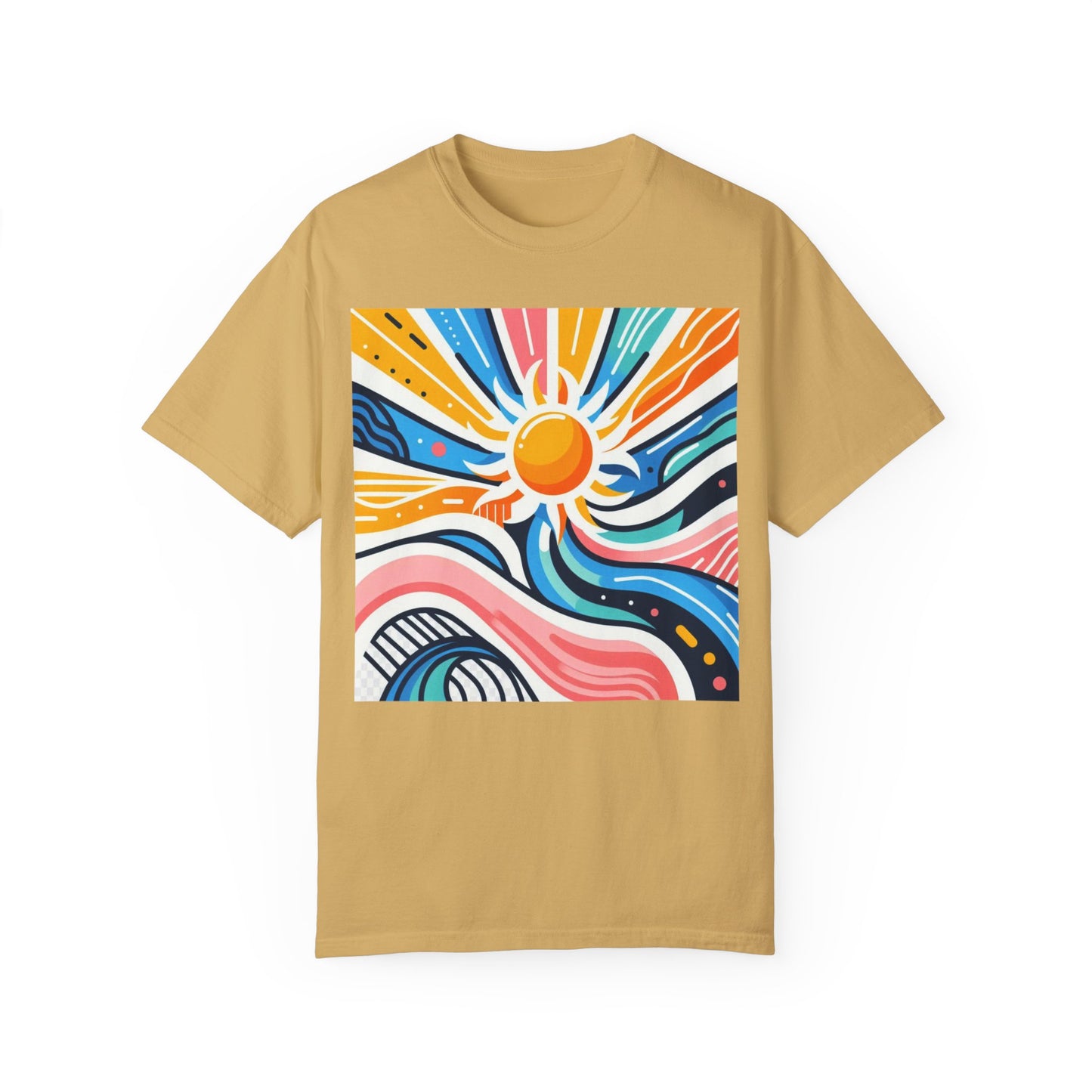 Sunrise Vibes Unisex Garment-Dyed T-Shirt - Colorful Abstract Design