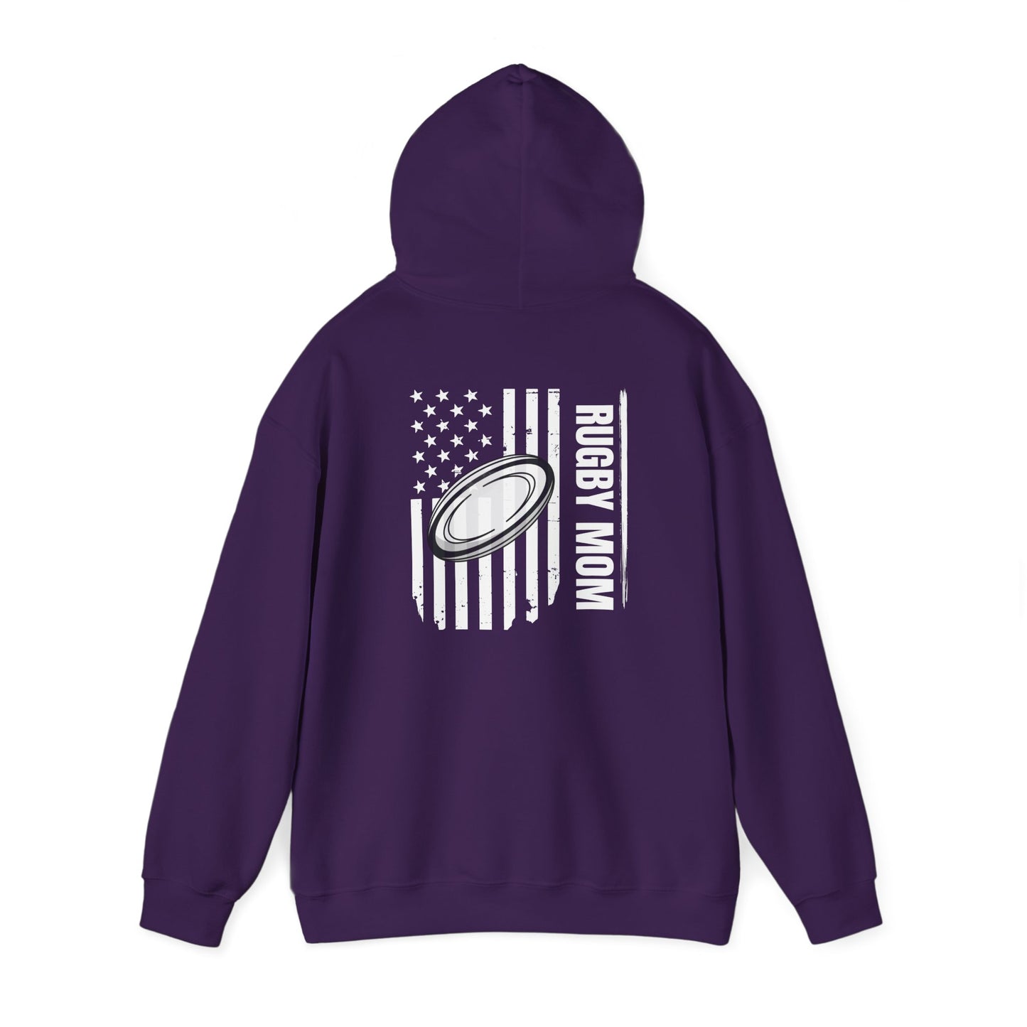 Rugby Mom Hoodie – Unisex Heavy Blend™ Sweatshirt with American Flag Design