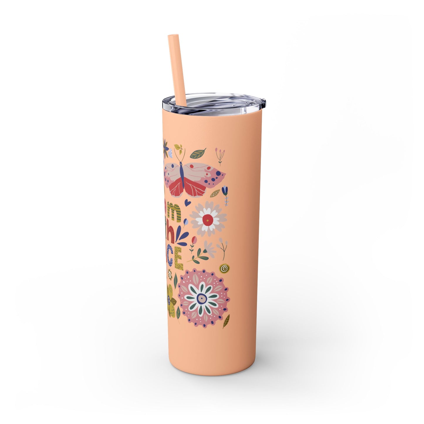 Bloom with Grace 20oz Skinny Tumbler with Straw - Stylish Floral Drinkware
