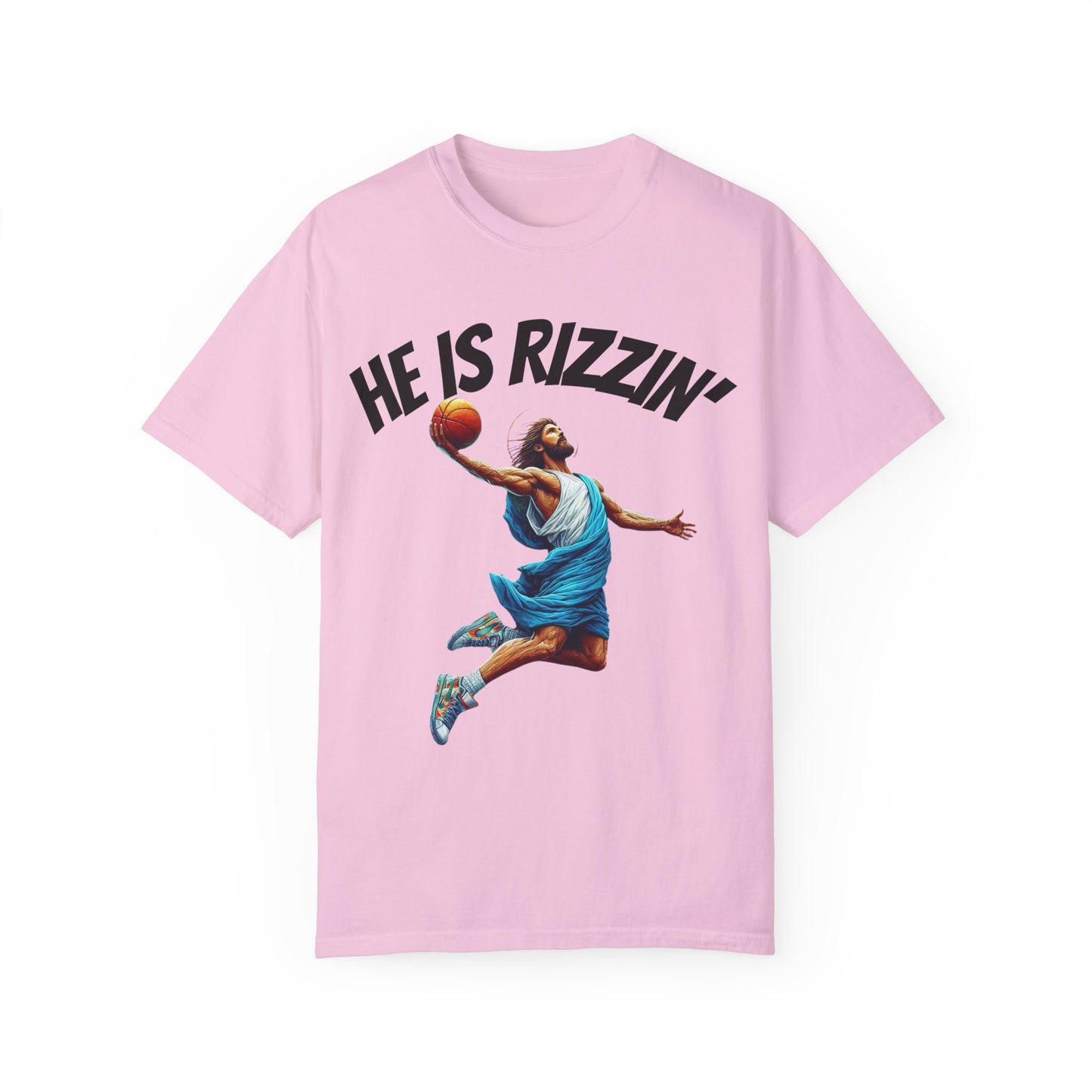 He Is Rizzin' Unisex Garment-Dyed T-Shirt | Trendy Basketball Tee for Sports Lovers
