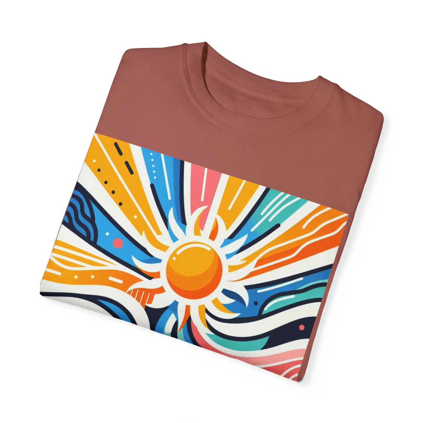 Sunrise Vibes Unisex Garment-Dyed T-Shirt - Colorful Abstract Design