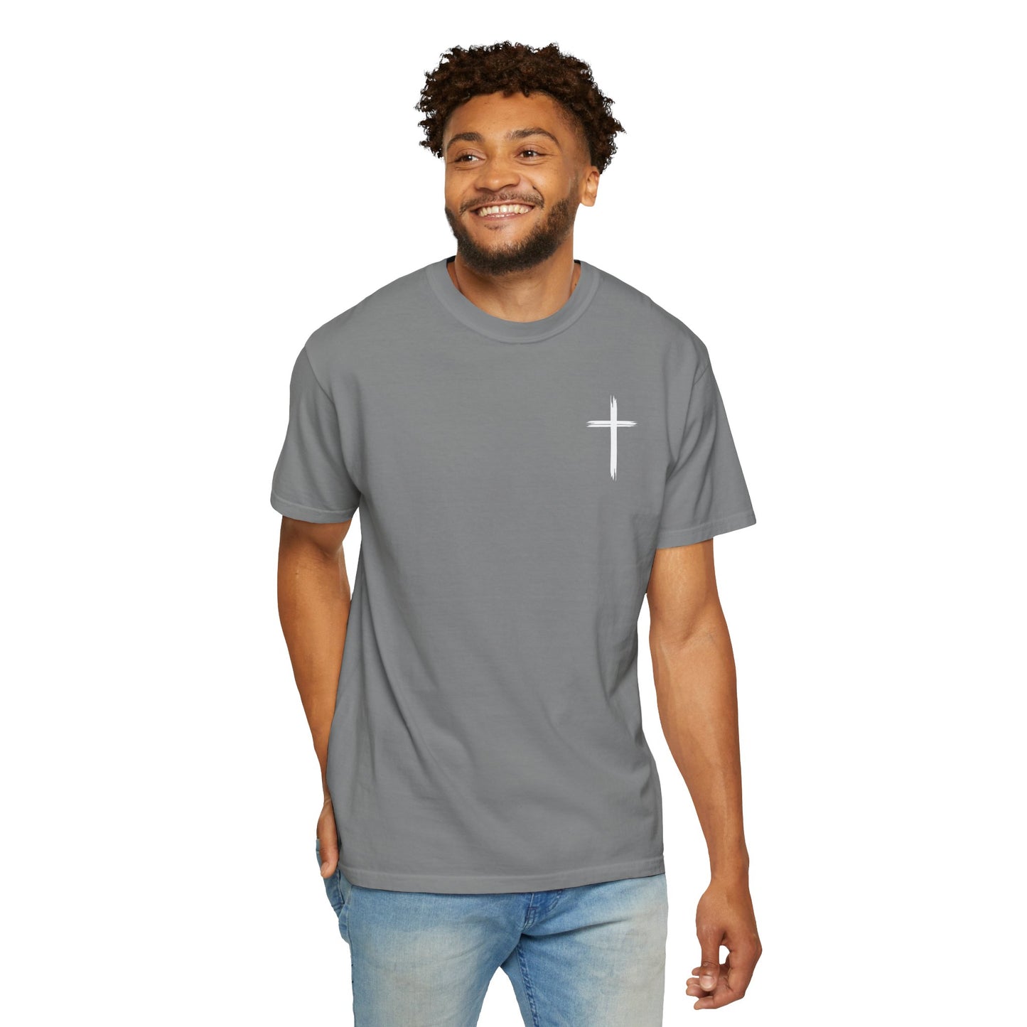 Unisex Garment-Dyed T-Shirt with Minimalist Cross Design