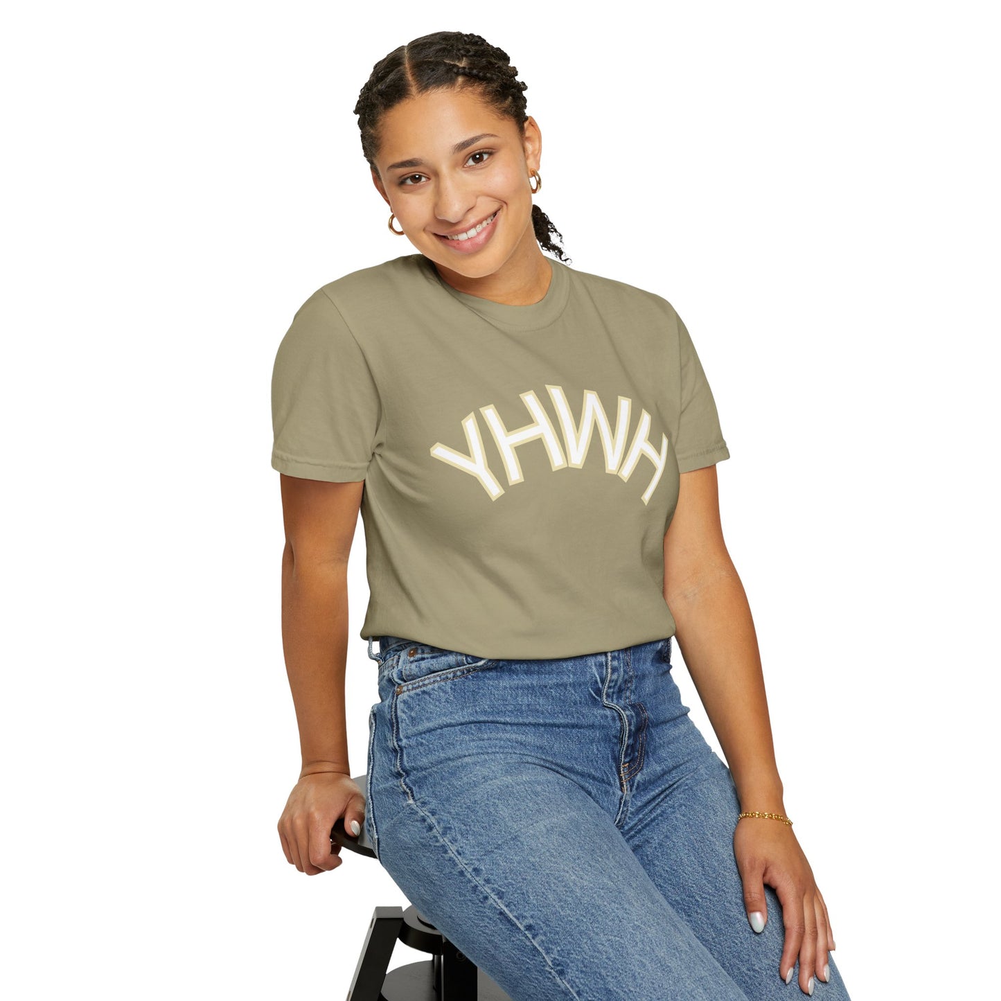 Unisex Garment-Dyed T-Shirt with YHWH Design - Casual Spiritual Fashion