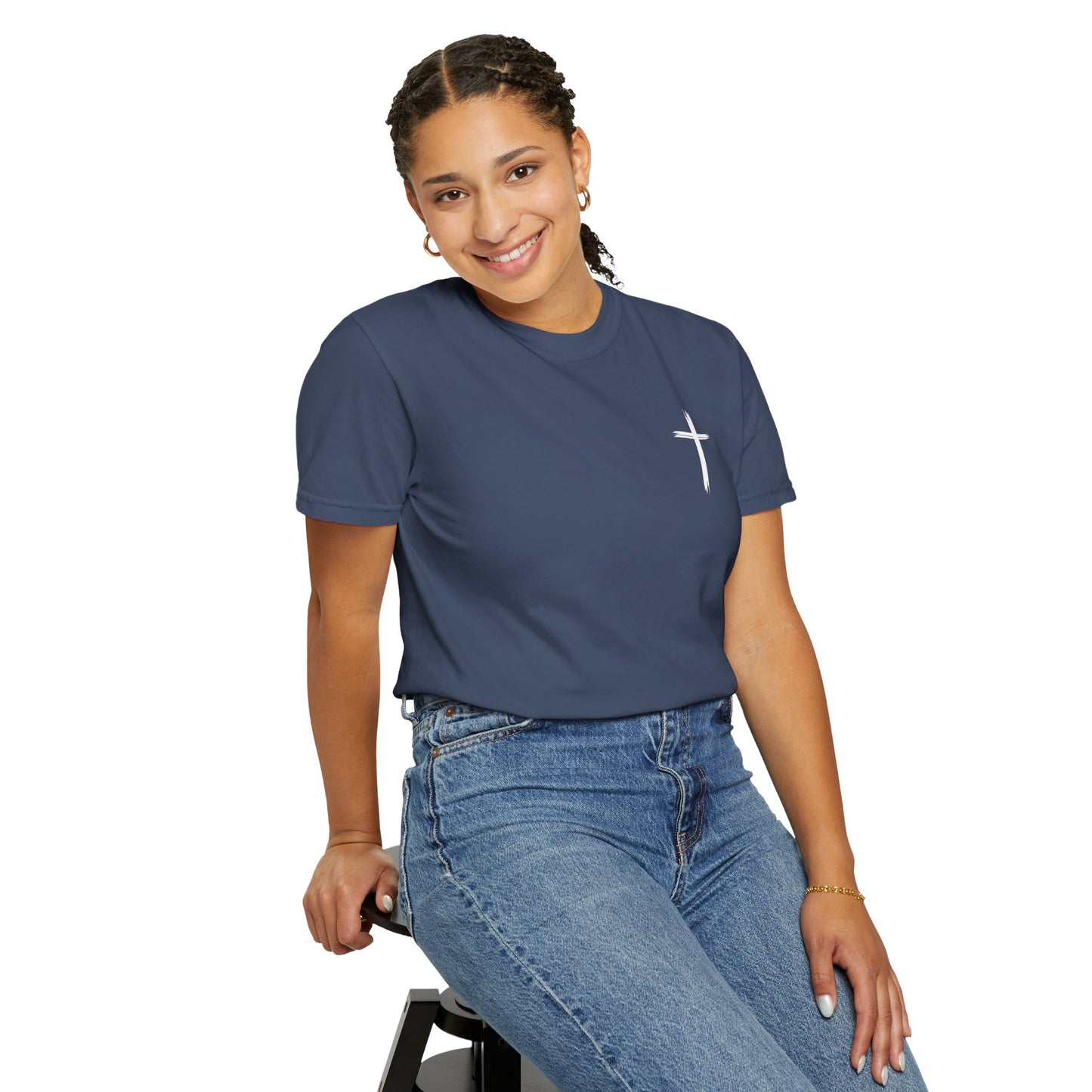 Unisex Garment-Dyed T-Shirt with Minimalist Cross Design