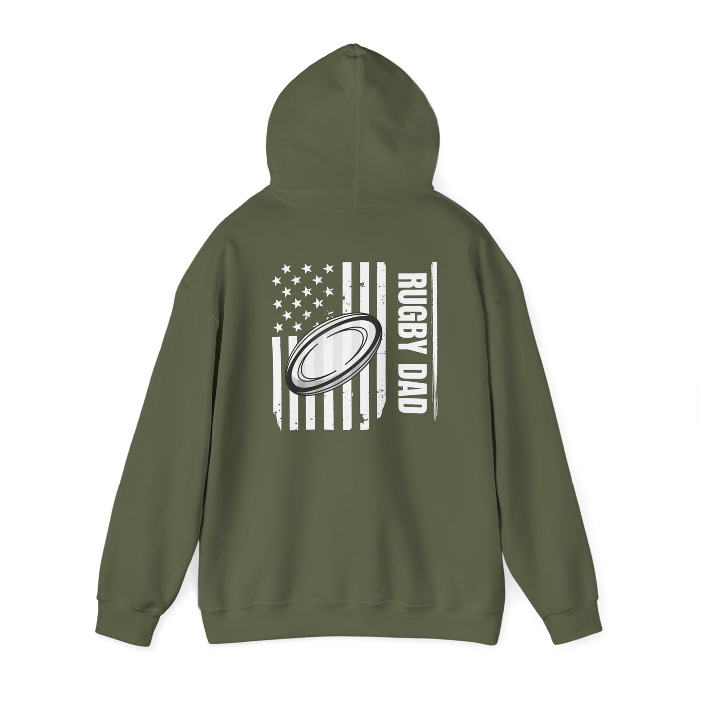 Rugby Dad Heavy Blend Hoodie - American Flag Design