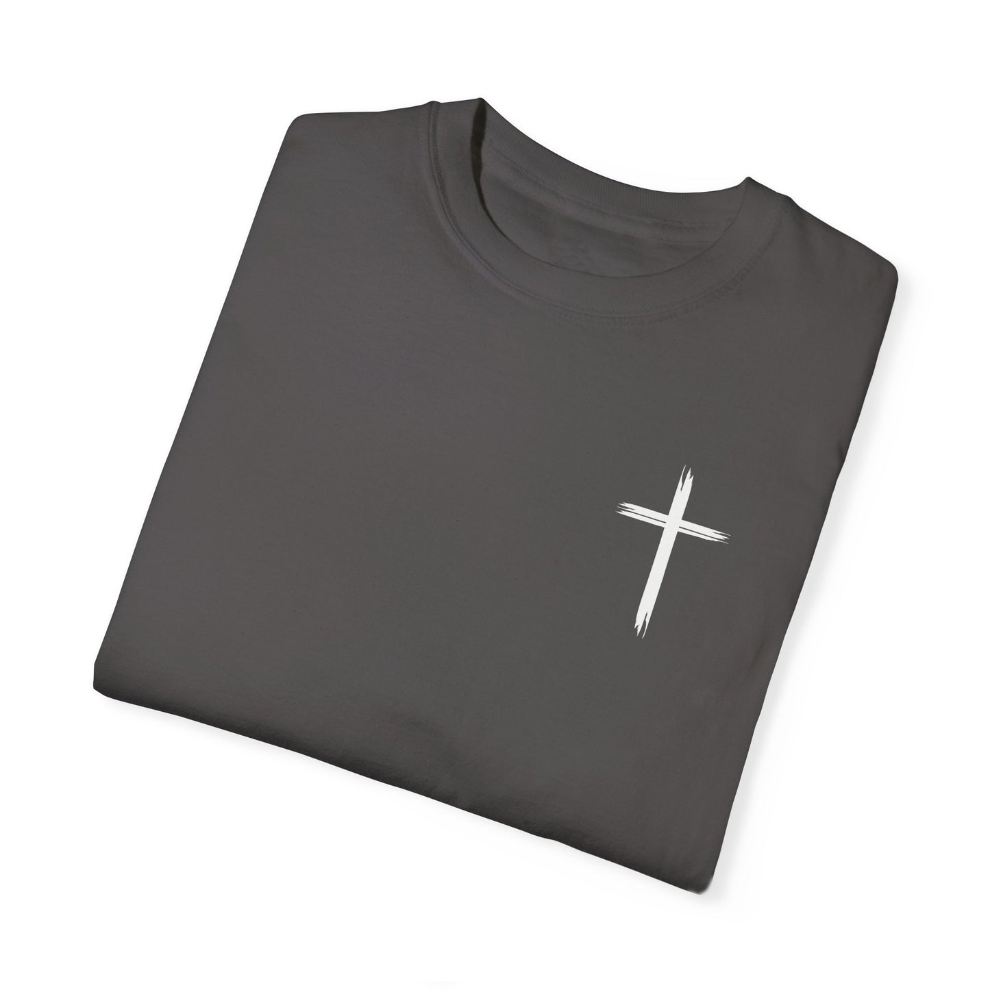 Unisex Garment-Dyed T-Shirt with Minimalist Cross Design