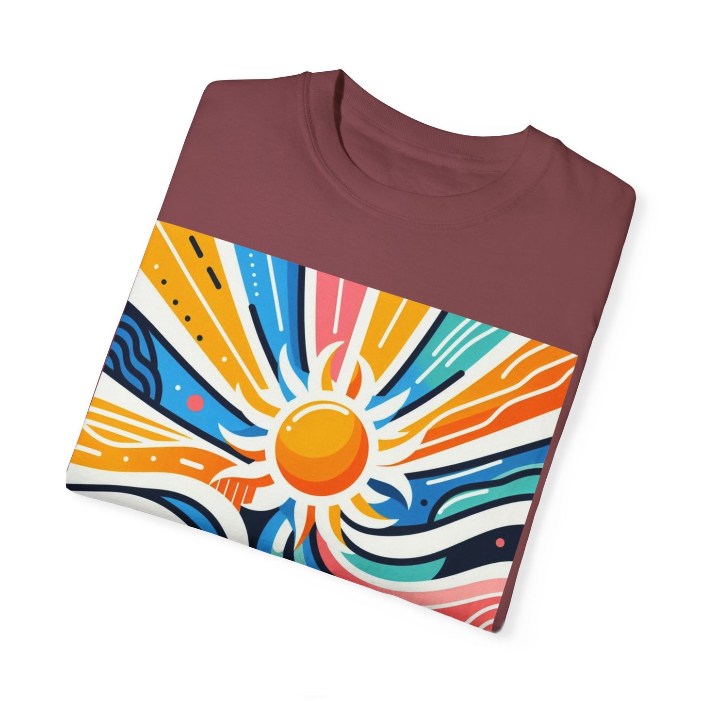 Sunrise Vibes Unisex Garment-Dyed T-Shirt - Colorful Abstract Design