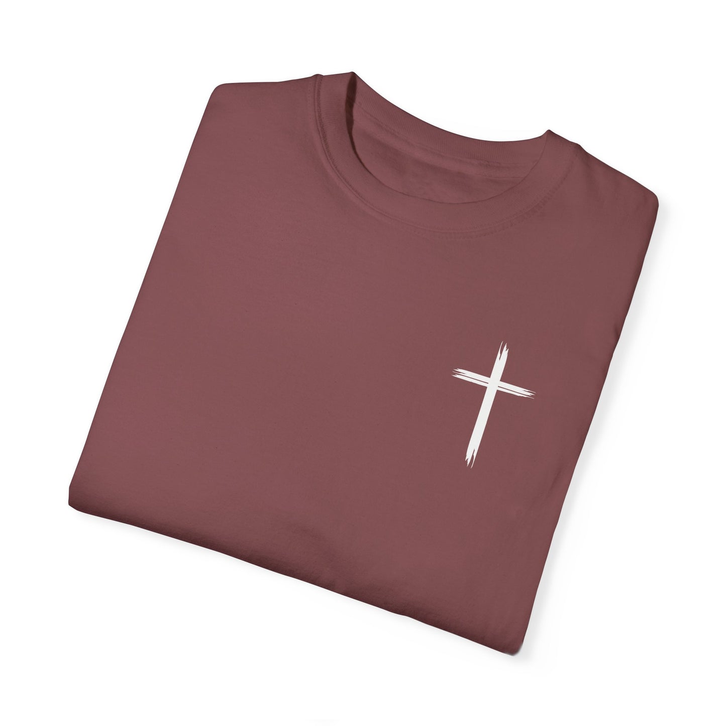 Unisex Garment-Dyed T-Shirt with Minimalist Cross Design