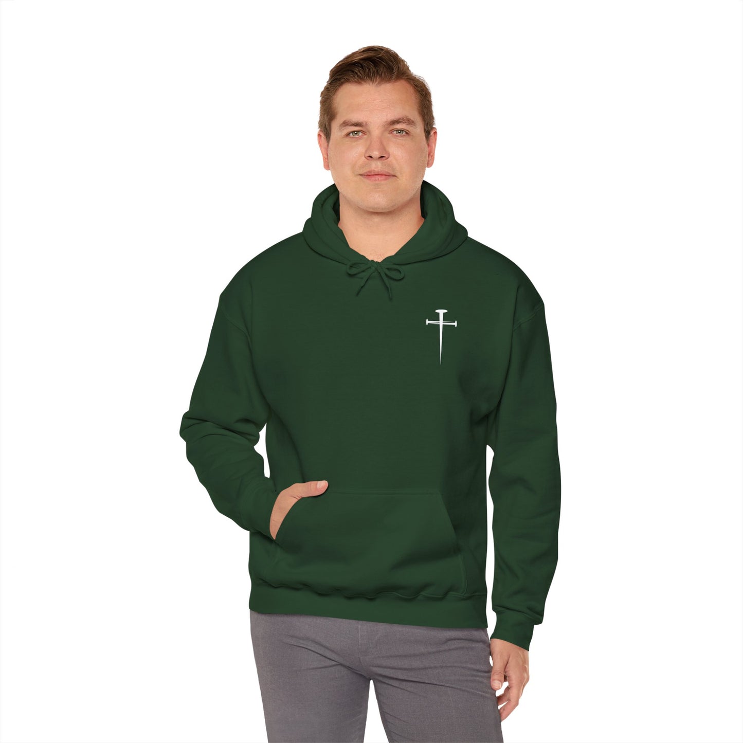 Unisex Heavy Blend™ Hooded Sweatshirt - Minimalist Design with Cross Logo