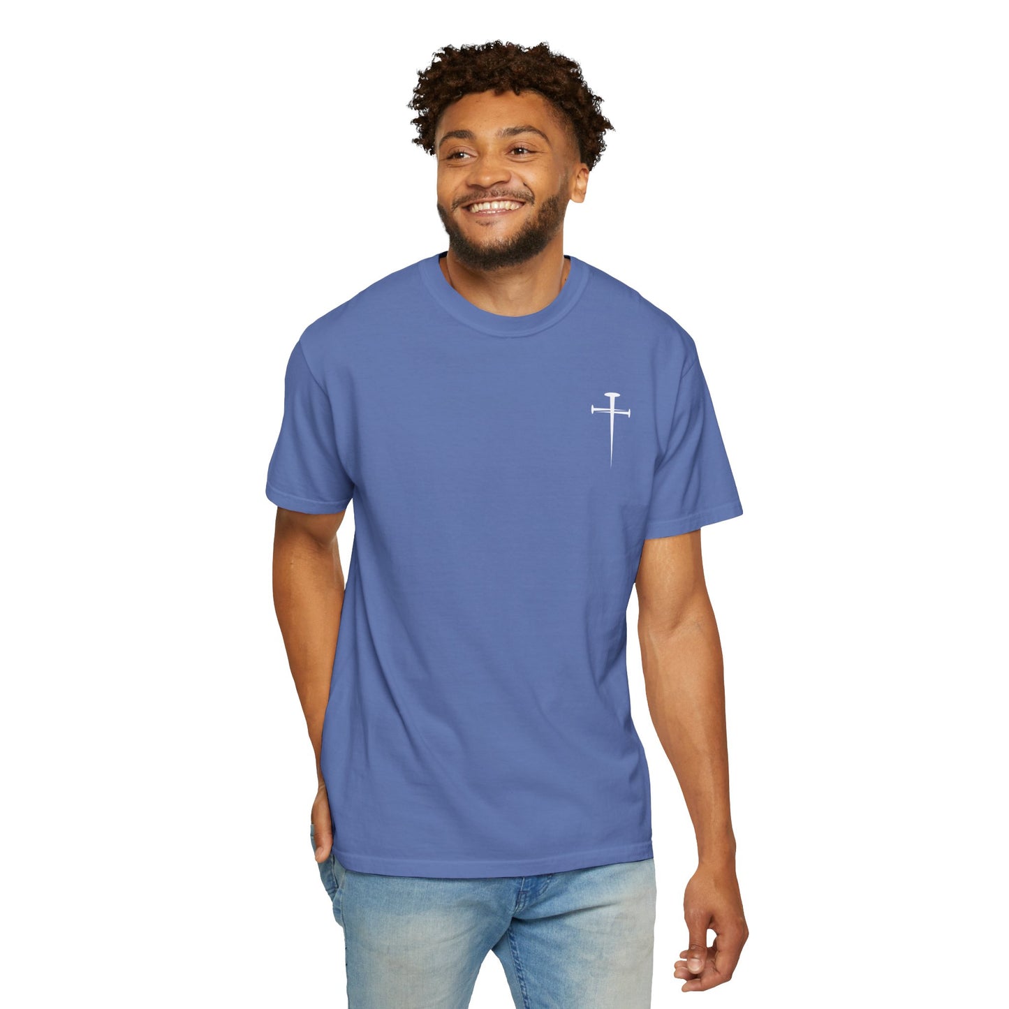 Minimalist Unisex Garment-Dyed T-Shirt with Cross Design