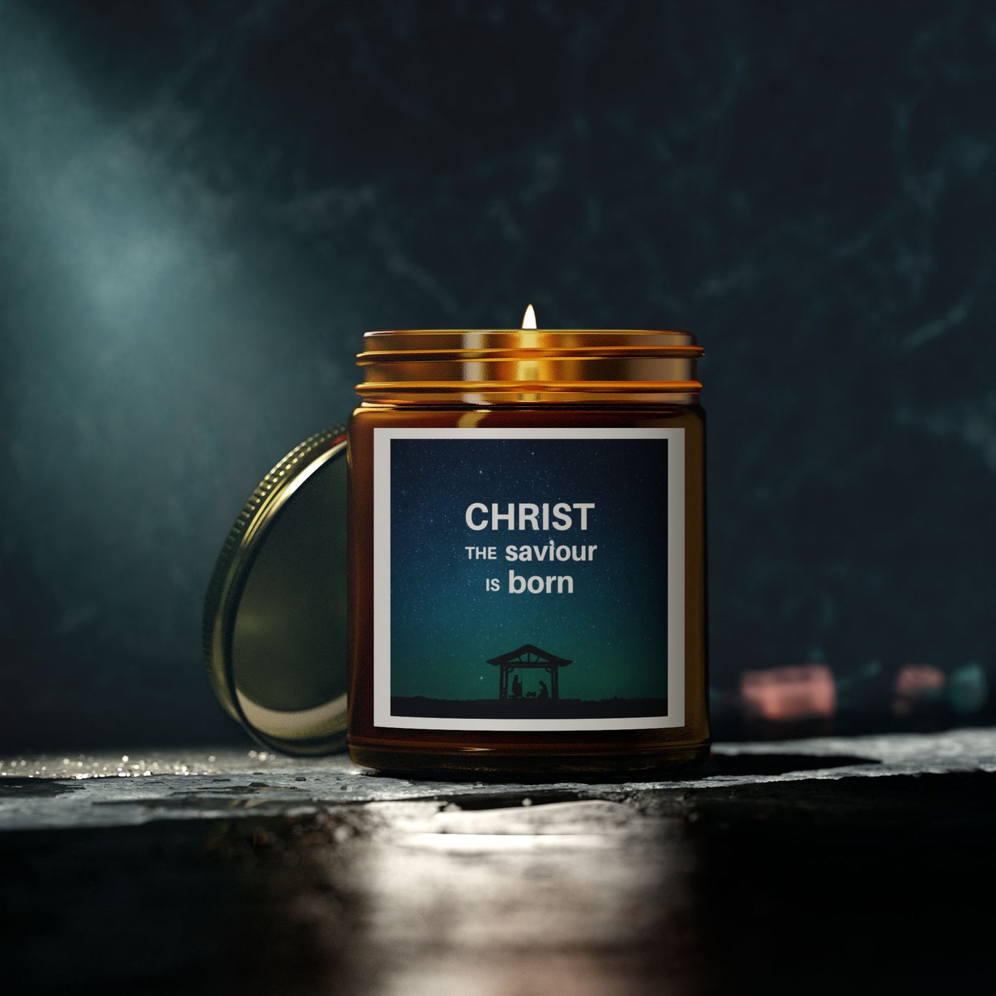 Coconut Apricot Scented Candle for Christmas - "Christ the Saviour is Born" - 4oz & 9oz