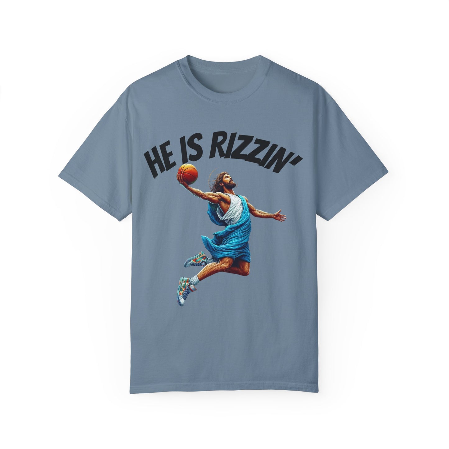 He Is Rizzin' Unisex Garment-Dyed T-Shirt | Trendy Basketball Tee for Sports Lovers