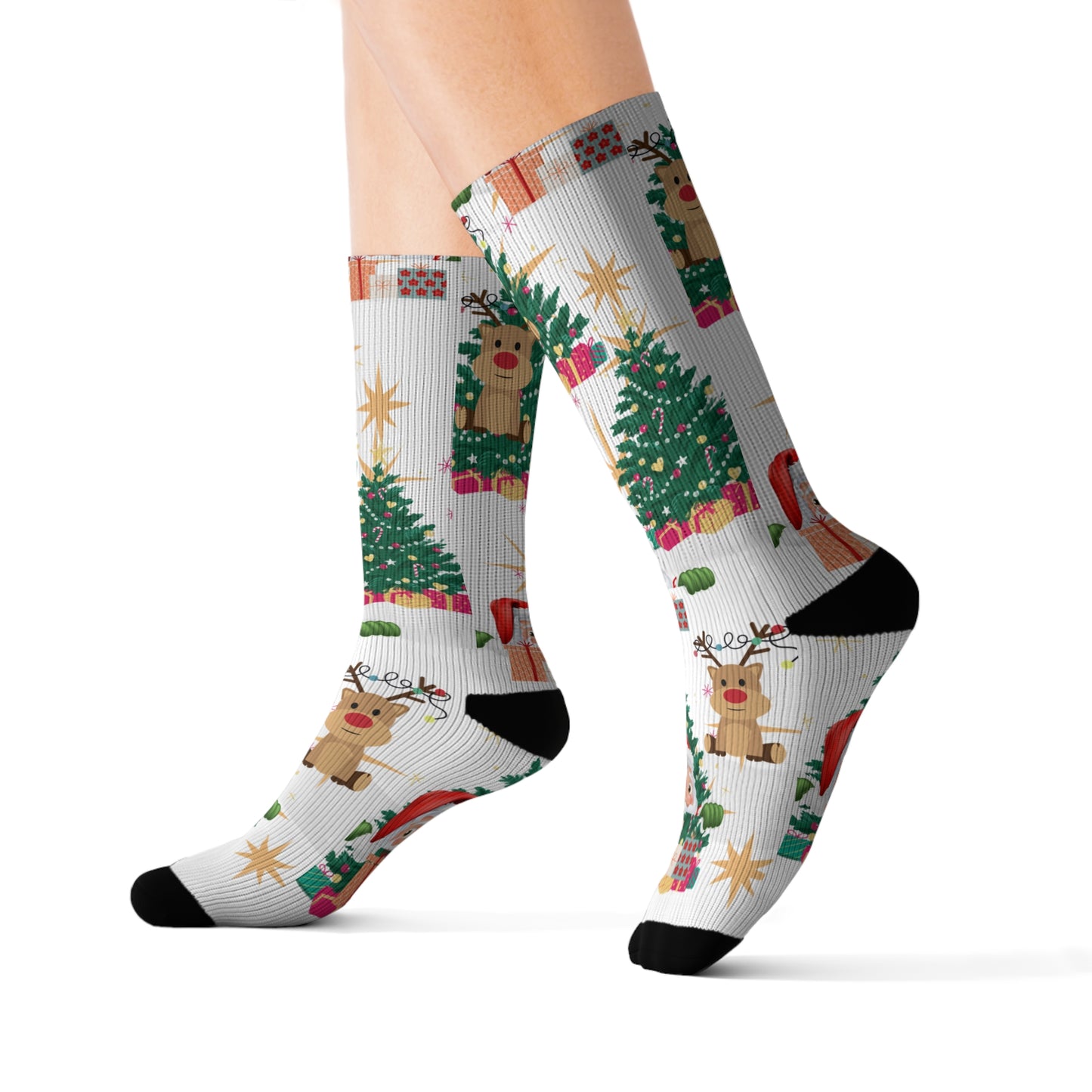 Festive Holiday Sublimation Socks with Christmas Designs